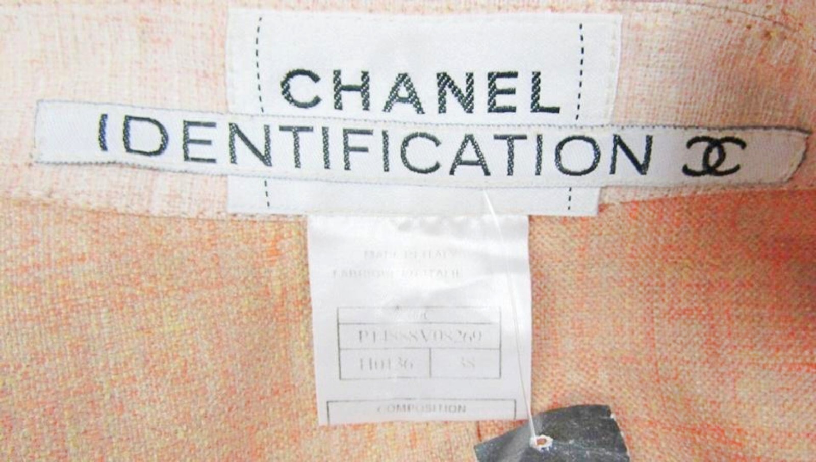 CHANEL Vintage Peach Linen Water resistant Rain Coat Trench Jacket 38 6 Small