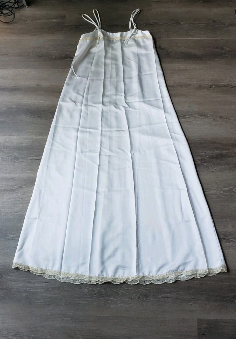 VTG Zandra Rhodes White Gown Dress Sz P Designer Semi-Sheer Union Tag USA FLAWS