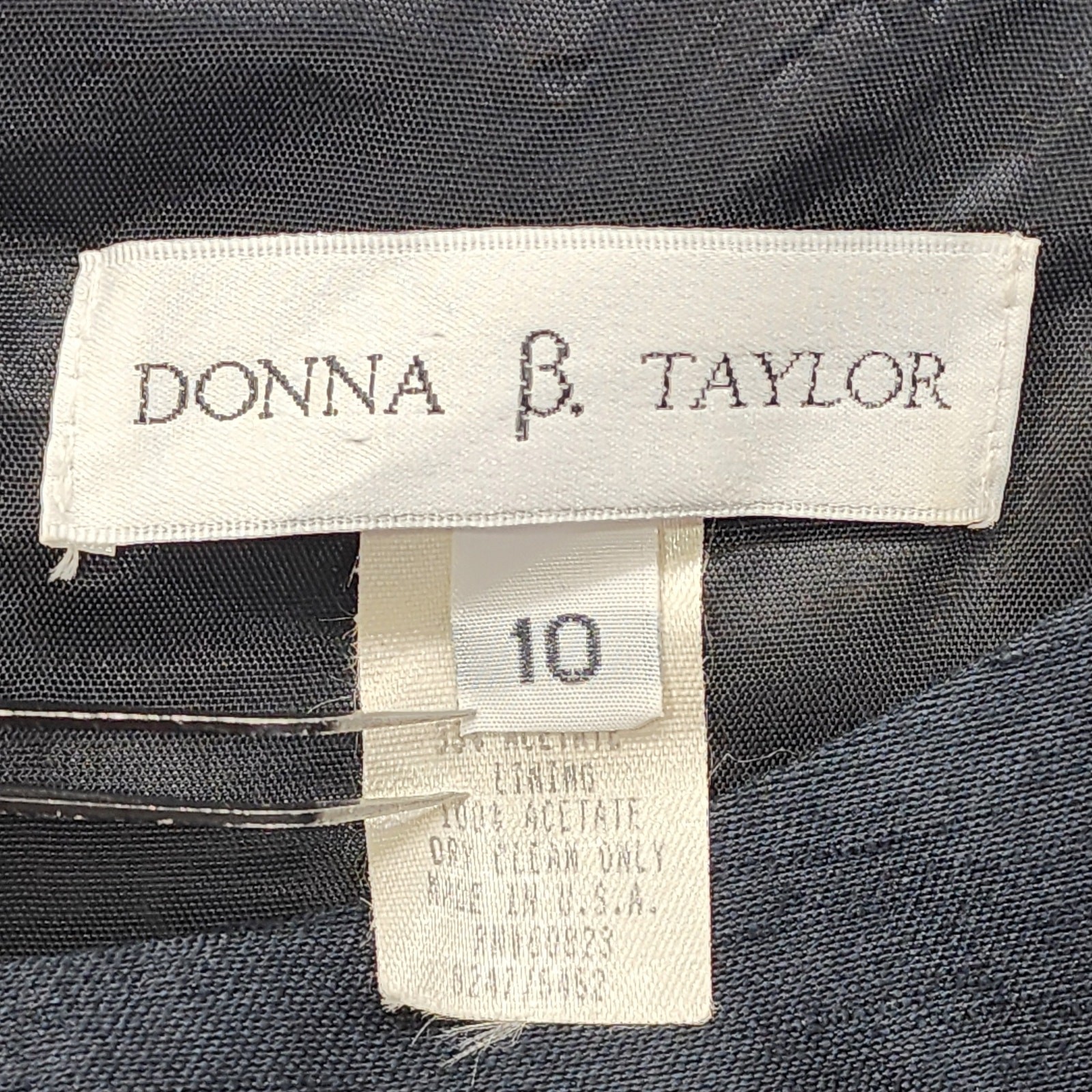 Vintage Donna B. Taylor Dress Womens 10 Black Sleeveless Sheath Back Zip Preppy