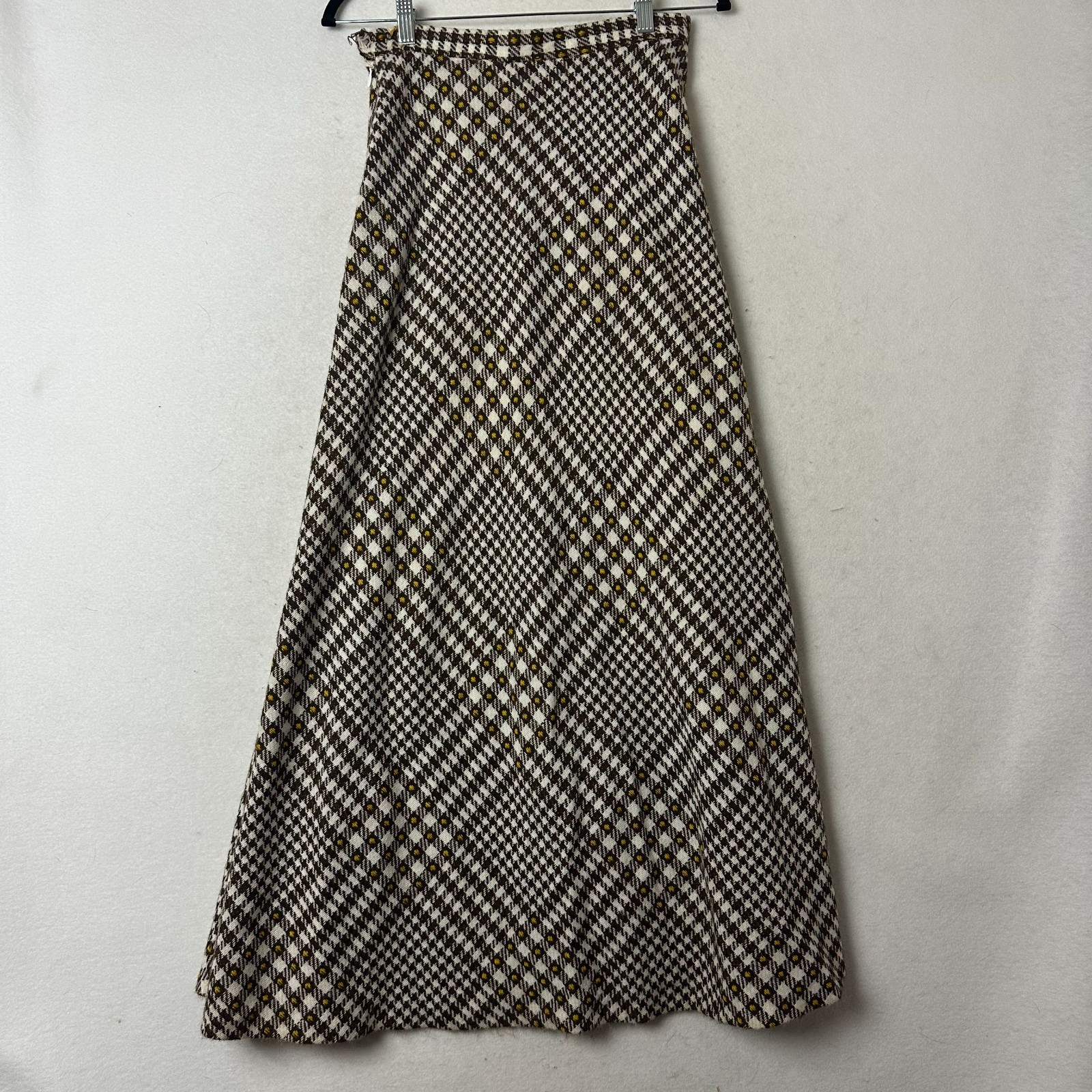 Vtg Jo Hardin Originals Dallas Brown Houndstooth Maxi Skirt Style 6042 Sz 11-12