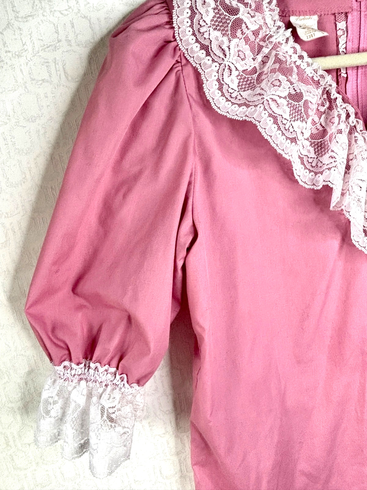 VTG PARTNER PLEASE 2PC SQUARE DANCING SET MAUVE PINK&WHITE LACE TOP SKIRT*S