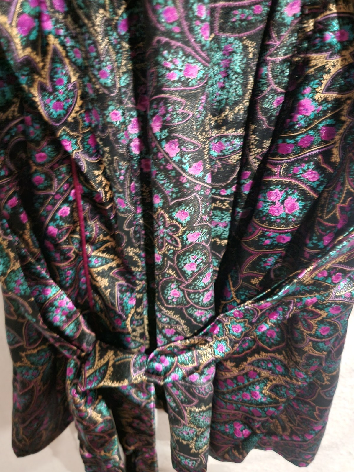 Vintage Circa 2000 Paisley Robe Camisole Set 2XL Made in USA Satin Lingerie 2pc