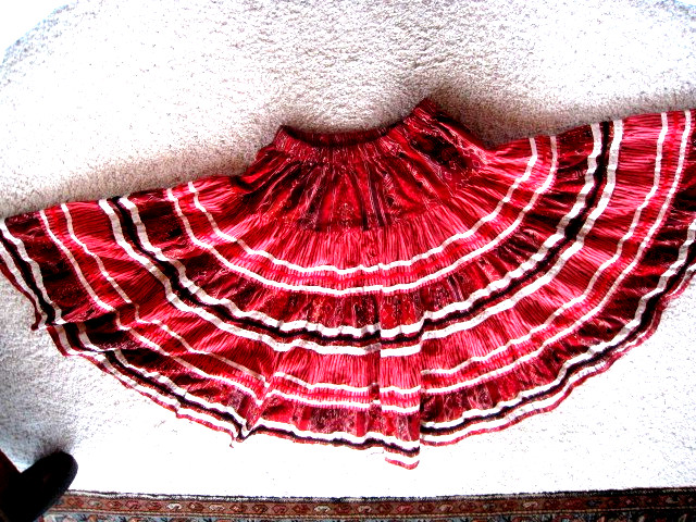 Square dance skirt red white homemade Full Vintage ~ Nice!