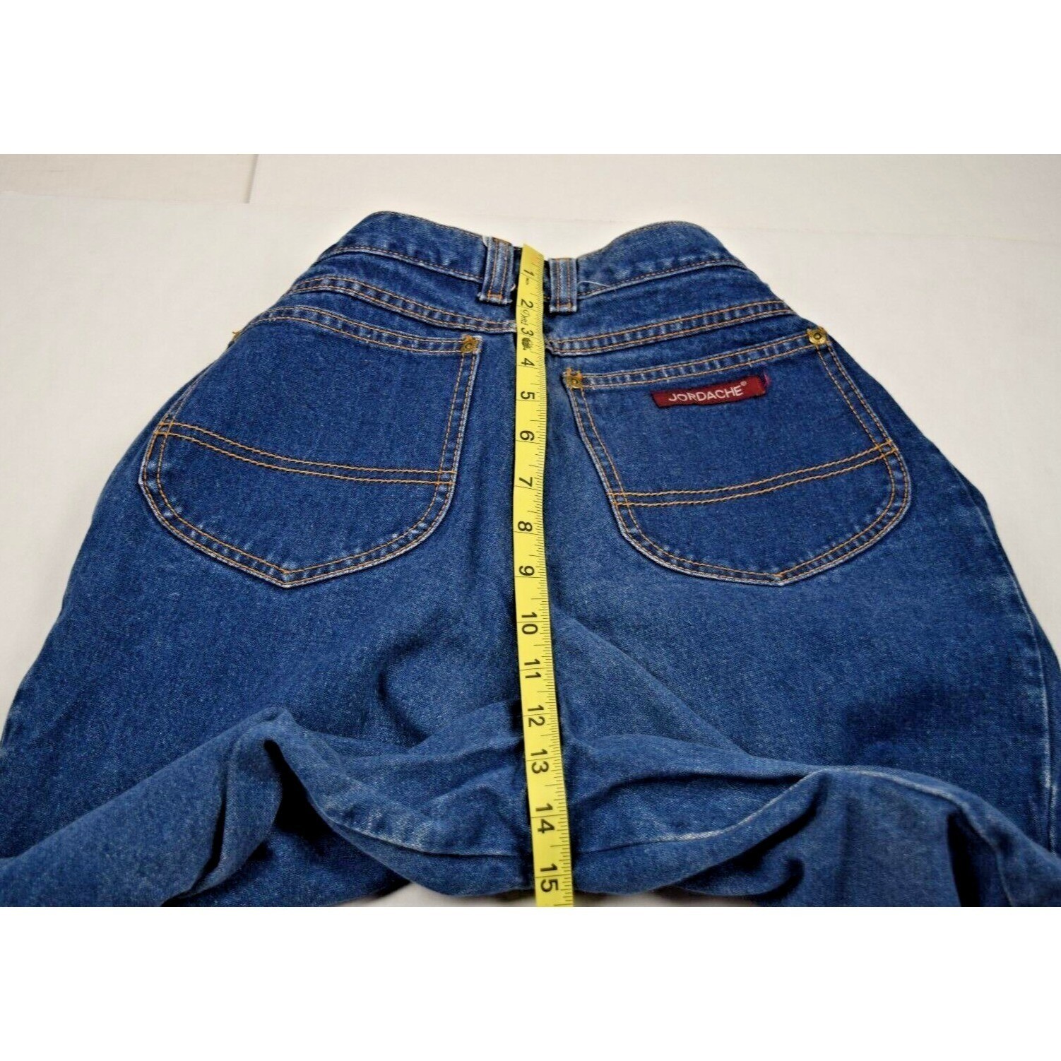 Vintage Jordache Jeans 28 x 29 70s Blue Pleat Tapered High Waist Patched MadeUSA