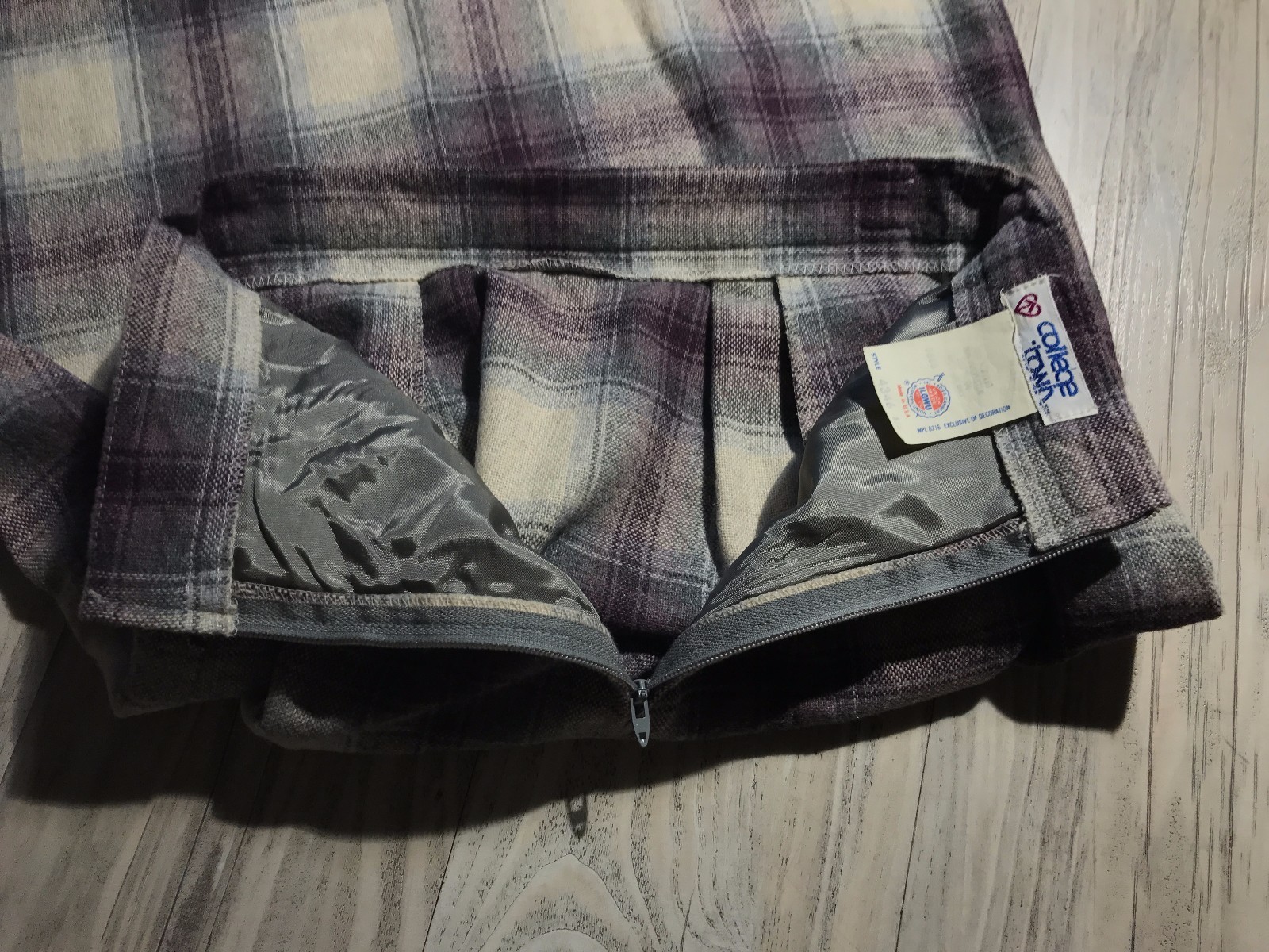 🔥Vintage 70’s College Town Purple Plaid Skirt Prep Retro School Girl S M 4346🔥