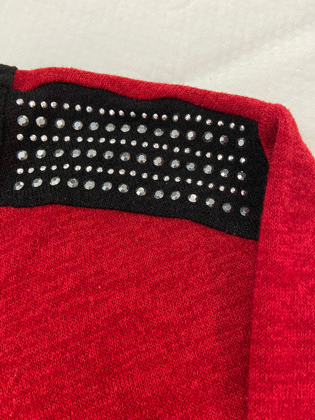 Vintage Suzie in The City Sweater 3XL Red/Black Short Sleeve Silver Trim