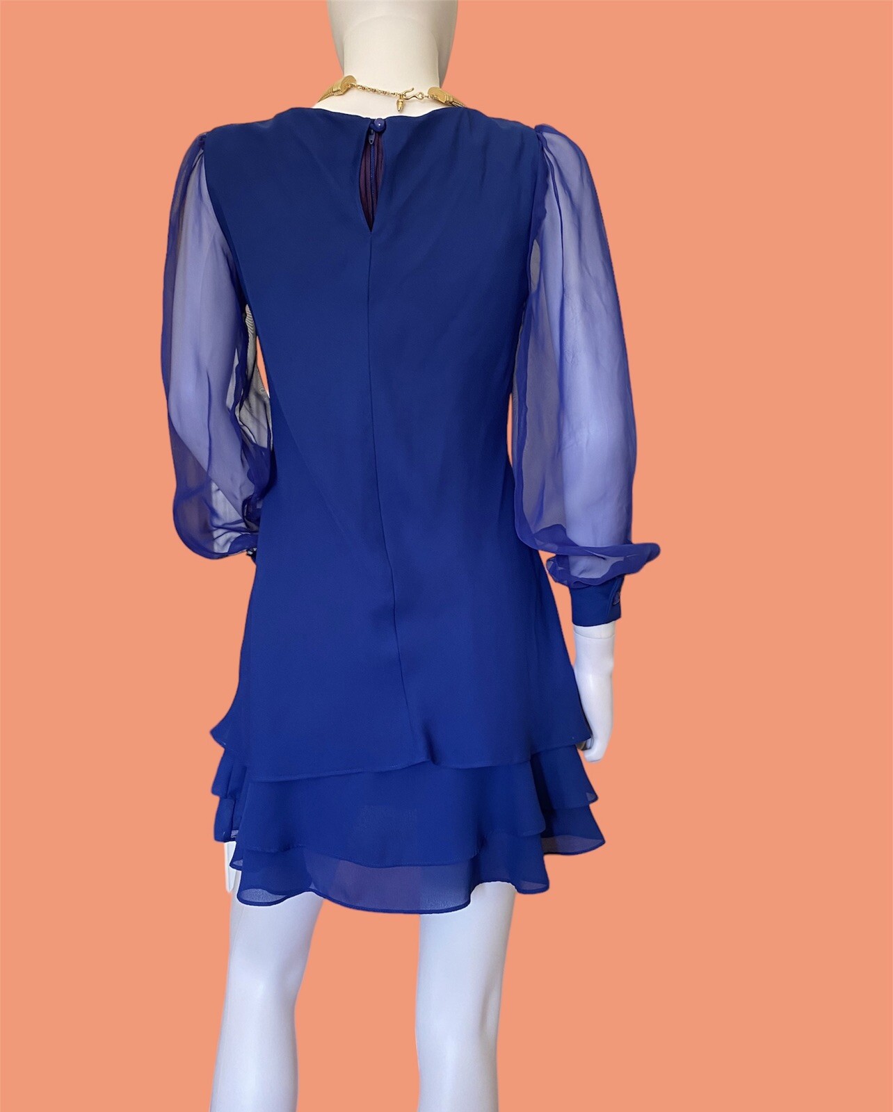 Vintage 1990s Hampton Nites Petites Blue Sheer Dress