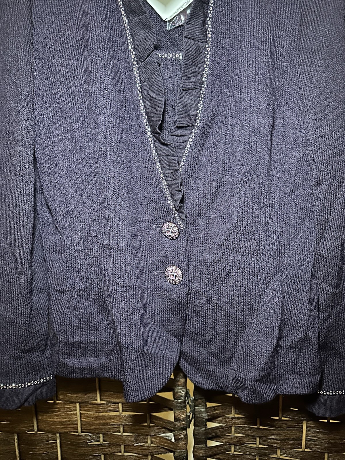 NWT Vtg 2002 St. John Evening Marie Gray Purple Wool Blend Knit Blazer 4 $1150