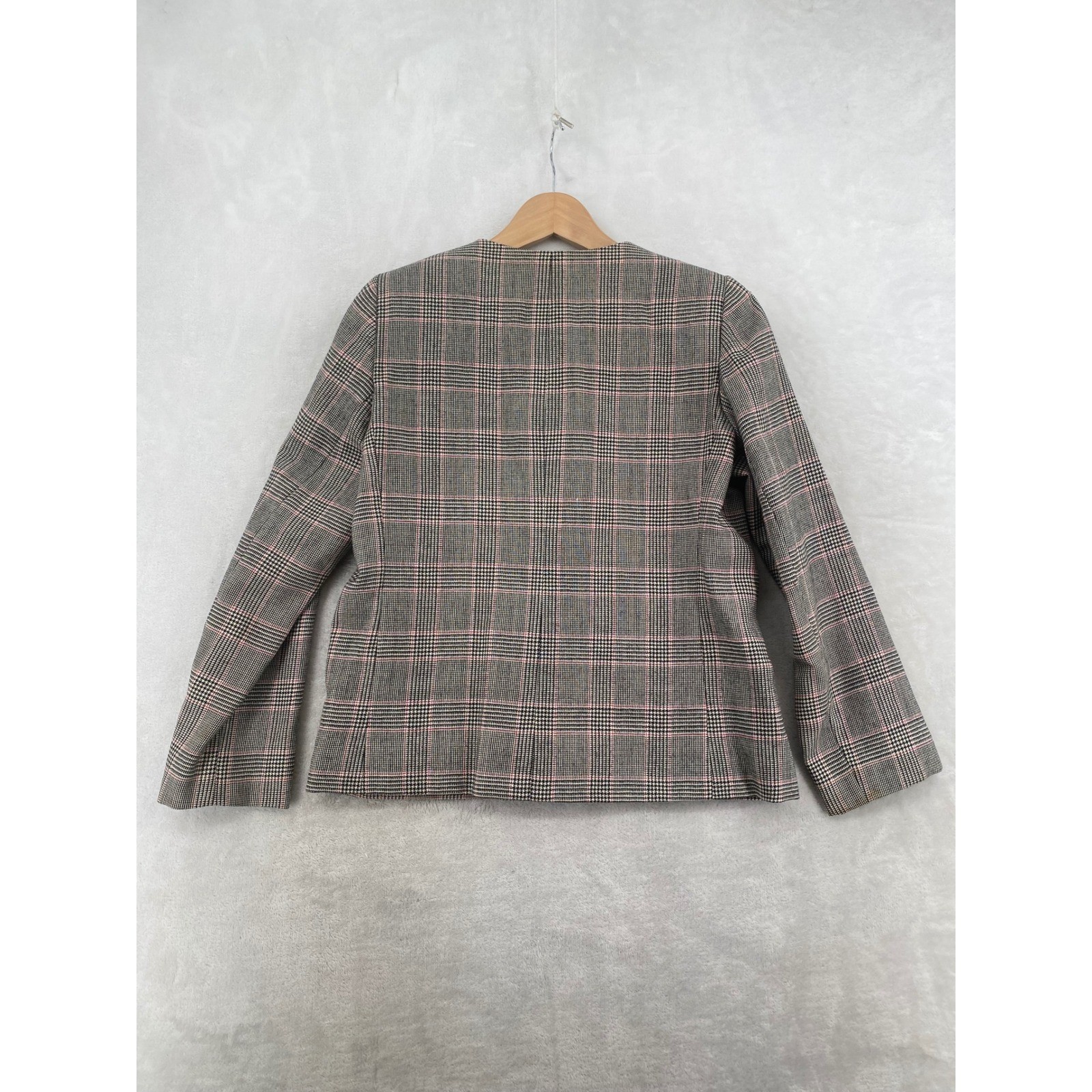 Young Traditions Skirt Suit 12 Grey Pink Glen Plaid Vintage 80s Made in USA