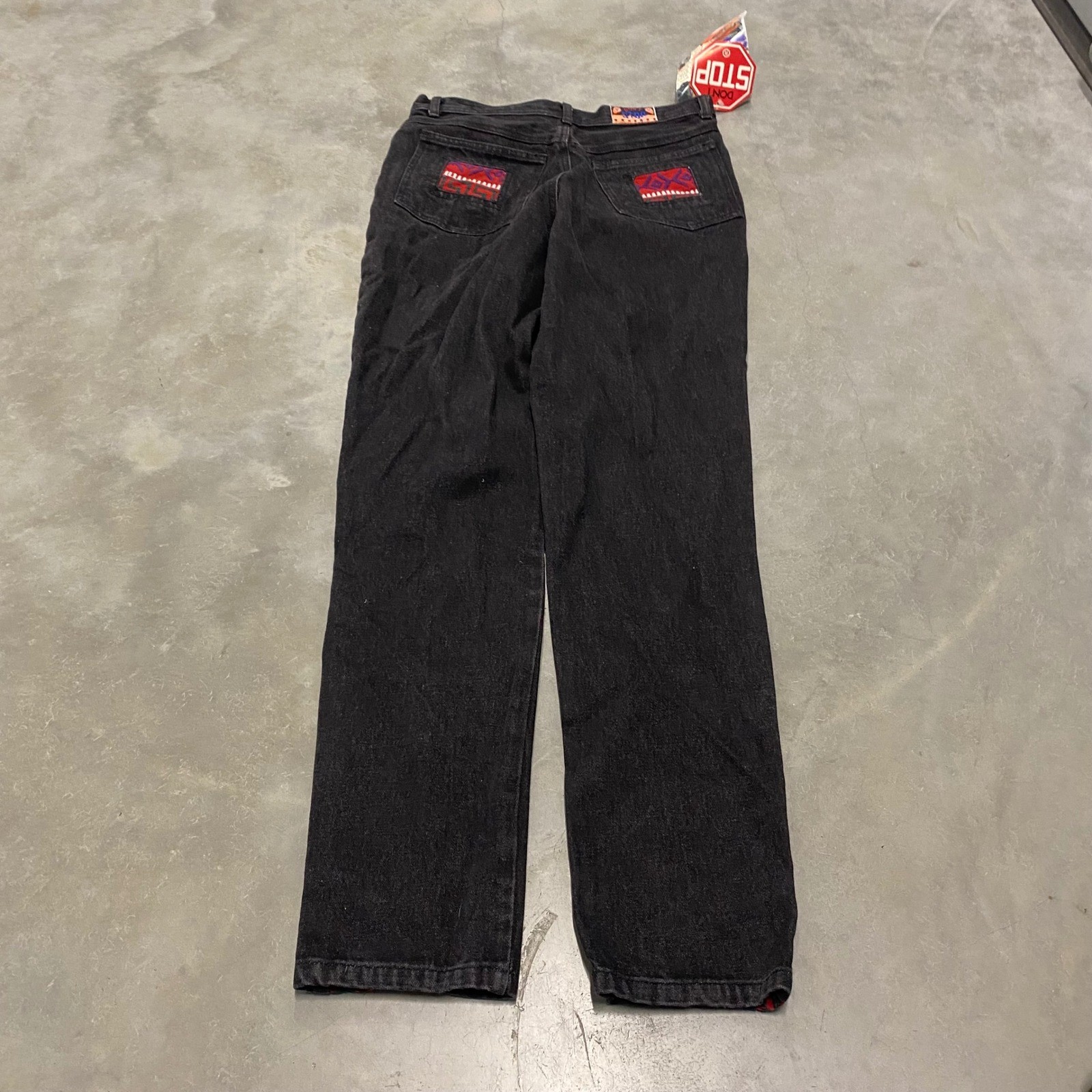 Vintage Dont Stop Black Embroidered Jeans Womens 13/14 High Waist 30 Style 2397