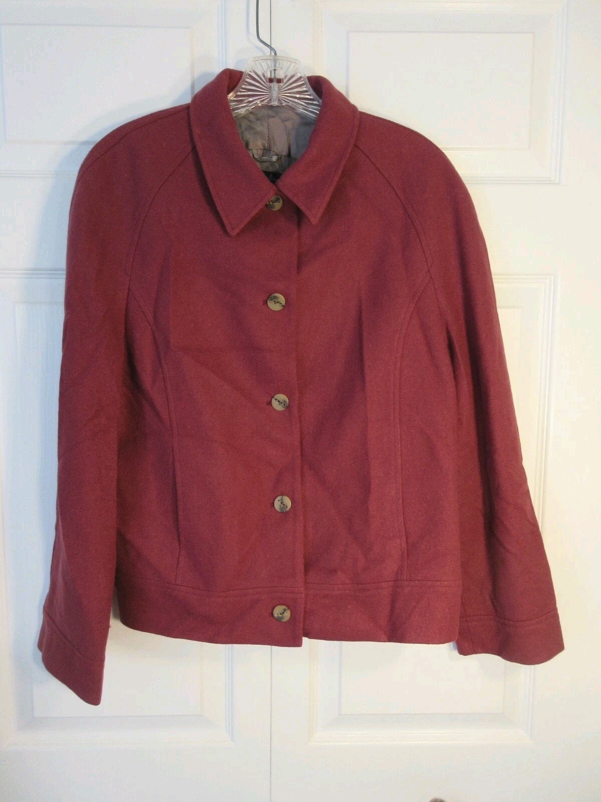 Ann Freedberg CHANTAL Women Size 6 Short Jacket Maroon Wool Poly Cashmere Blend