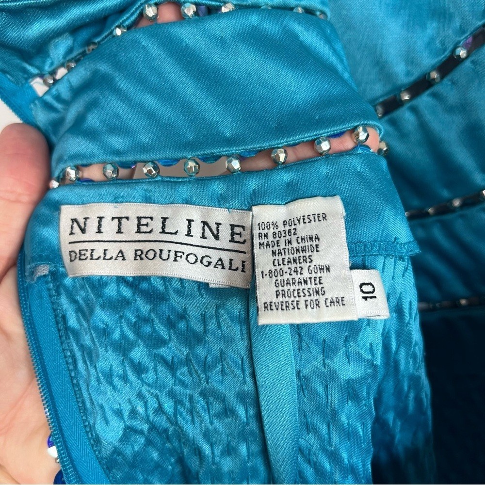 Vintage Niteline Della Roufogali Blue Purple Sequence Formal Prom Maxi Dress, 10