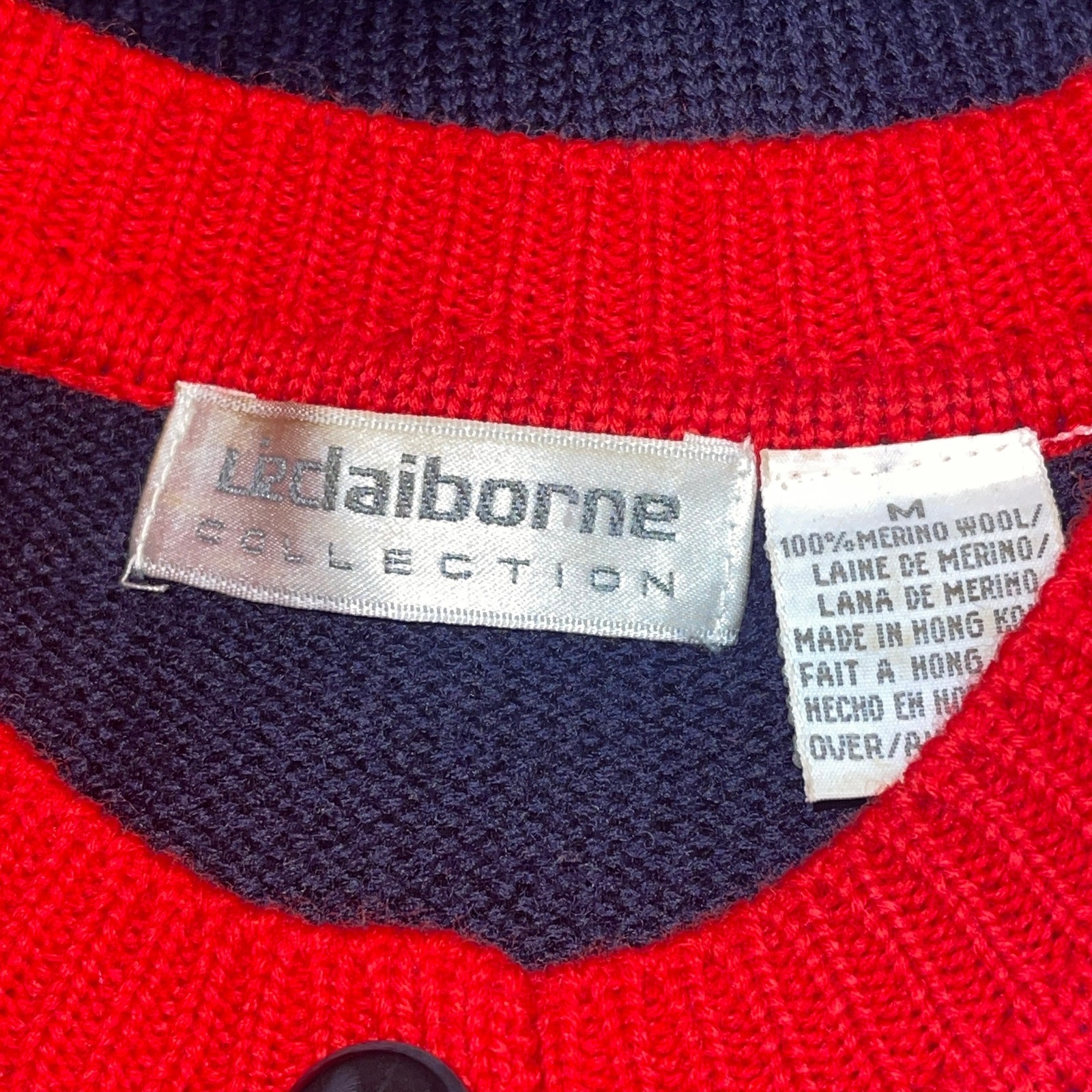 VINTAGE 90s Liz Claiborne Collection Color Block Plaid Merino Sweater Size M