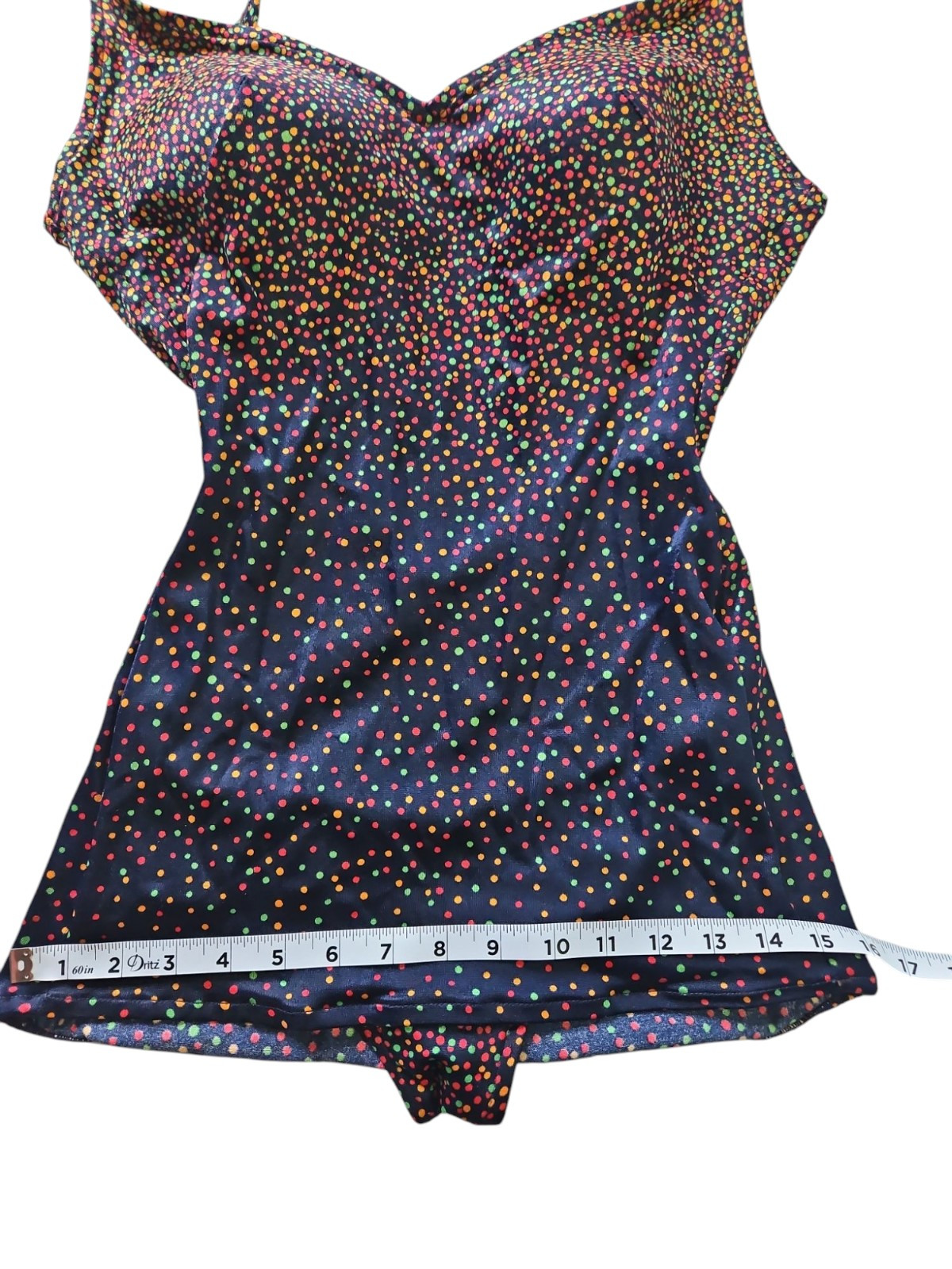 Vtg 60s Rose Marie Reid Polka Dot Swimsuit One Piece Bullet Bra Union Made Small