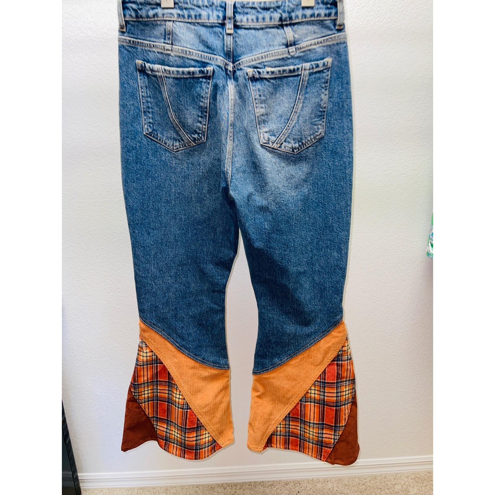 Free People Flashback Flare Jeans Patchwork Festival Western Sz 31