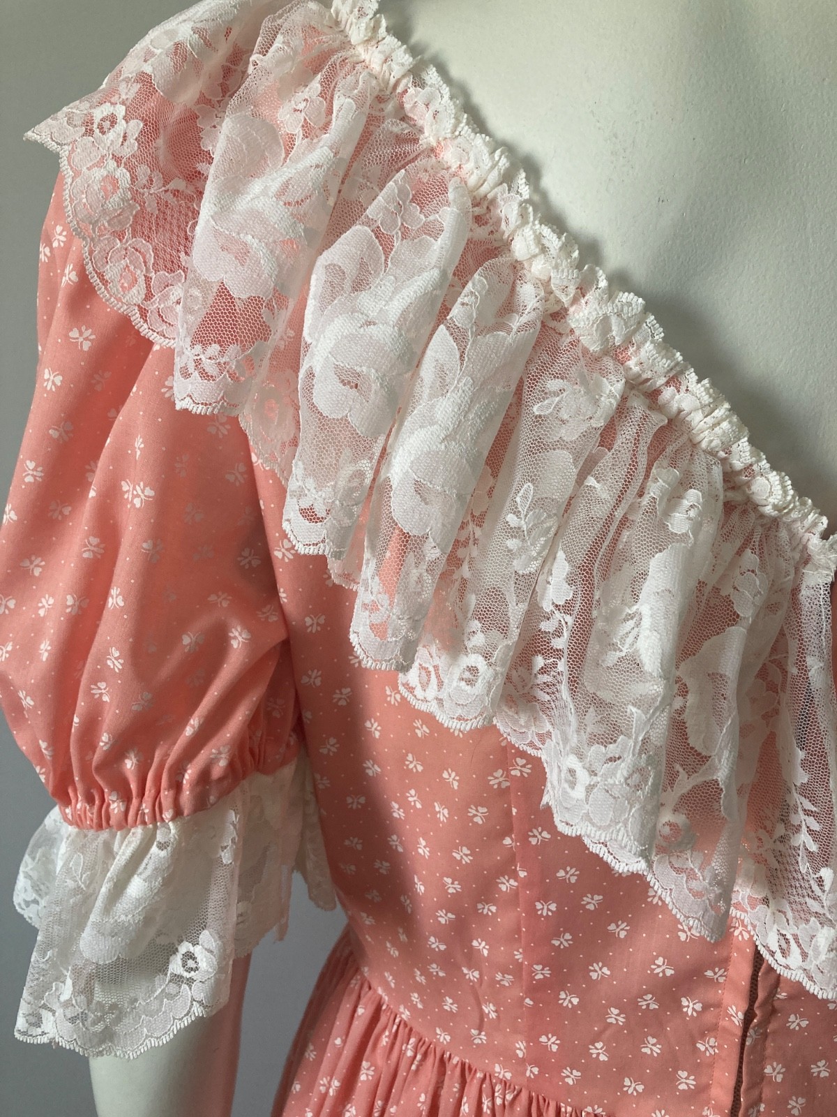 Vintage Ruffle Square Dance Dress Rockabilly Prairie Med