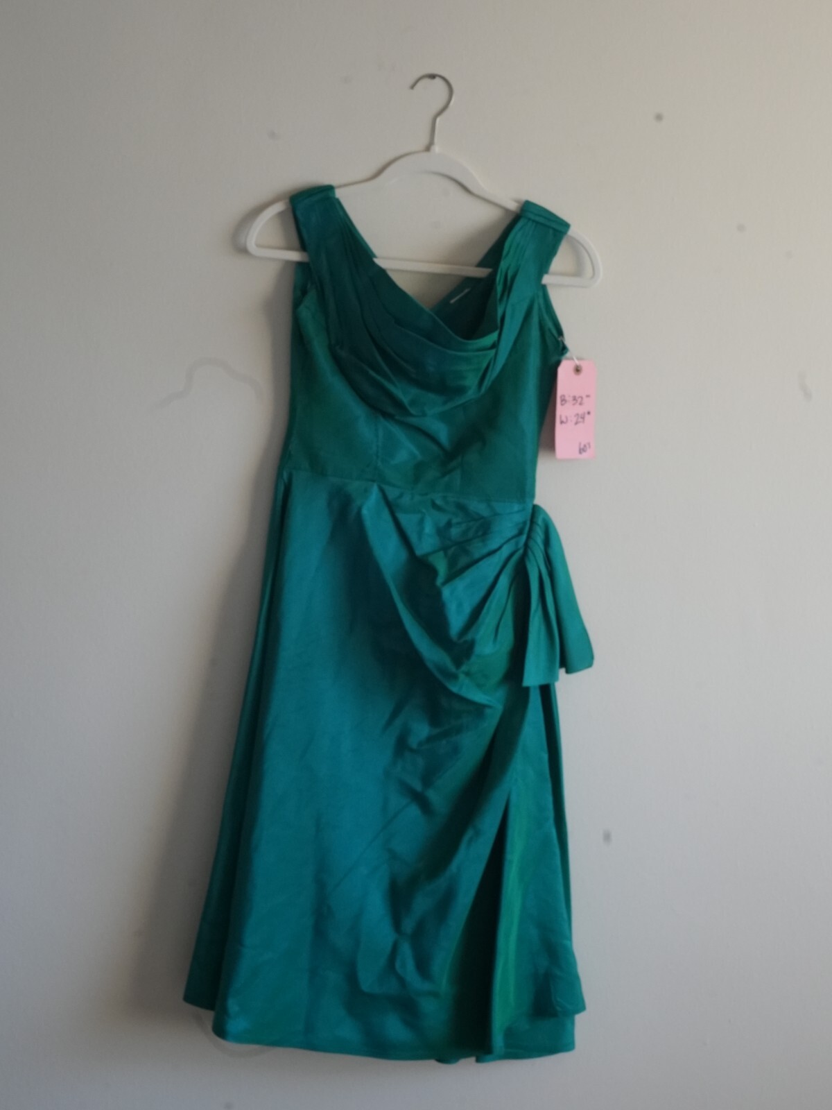 VTG 60s Authentic Universal Studios Costume Tea Green Silk Formal Dress S