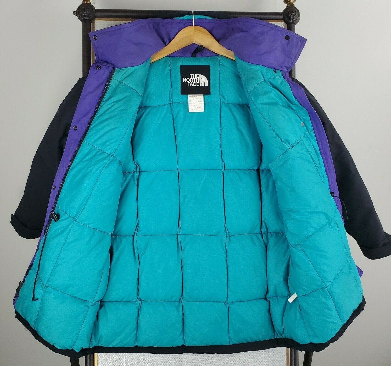 VTG THE NORTH FACE Size Large Womens Goose Down Hooded Black Winter Jacket Coat