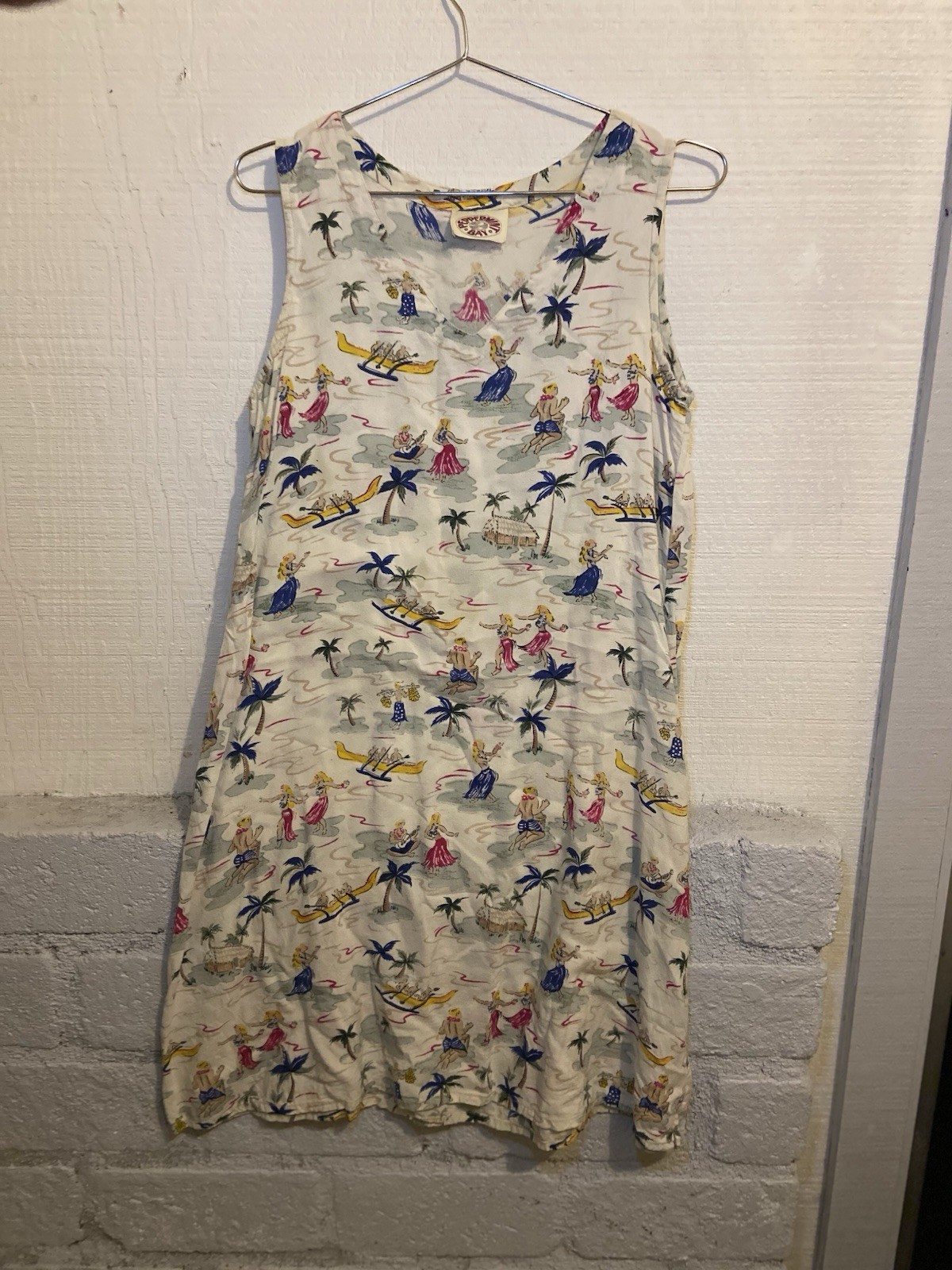 Vintage Peppermint Bay Hawaii Dress Hula Dancing and Palm Tree Women’s