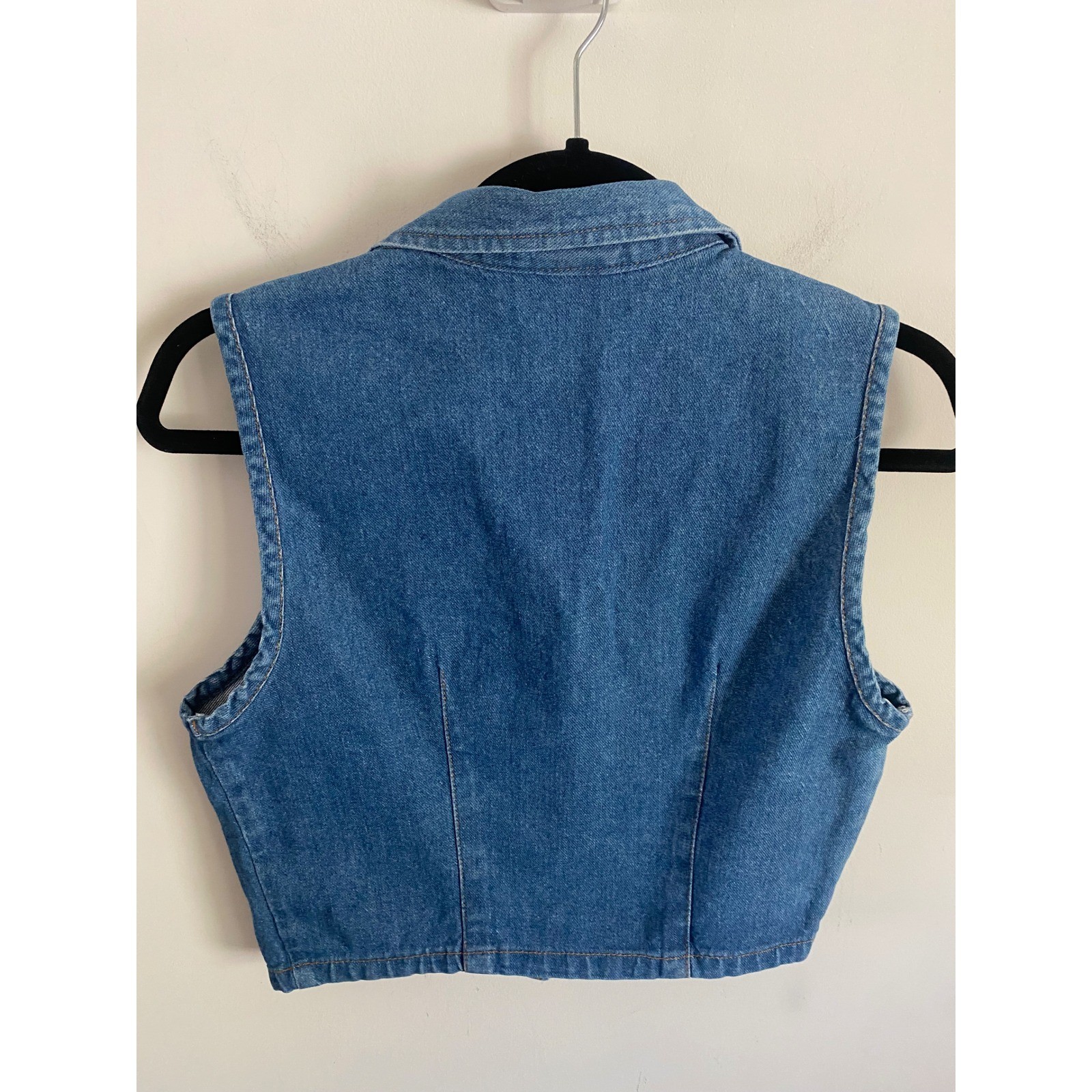 Tickets Clothing Vintage Denim Cropped Vest Blue Womens Size 5/6 Made in USA