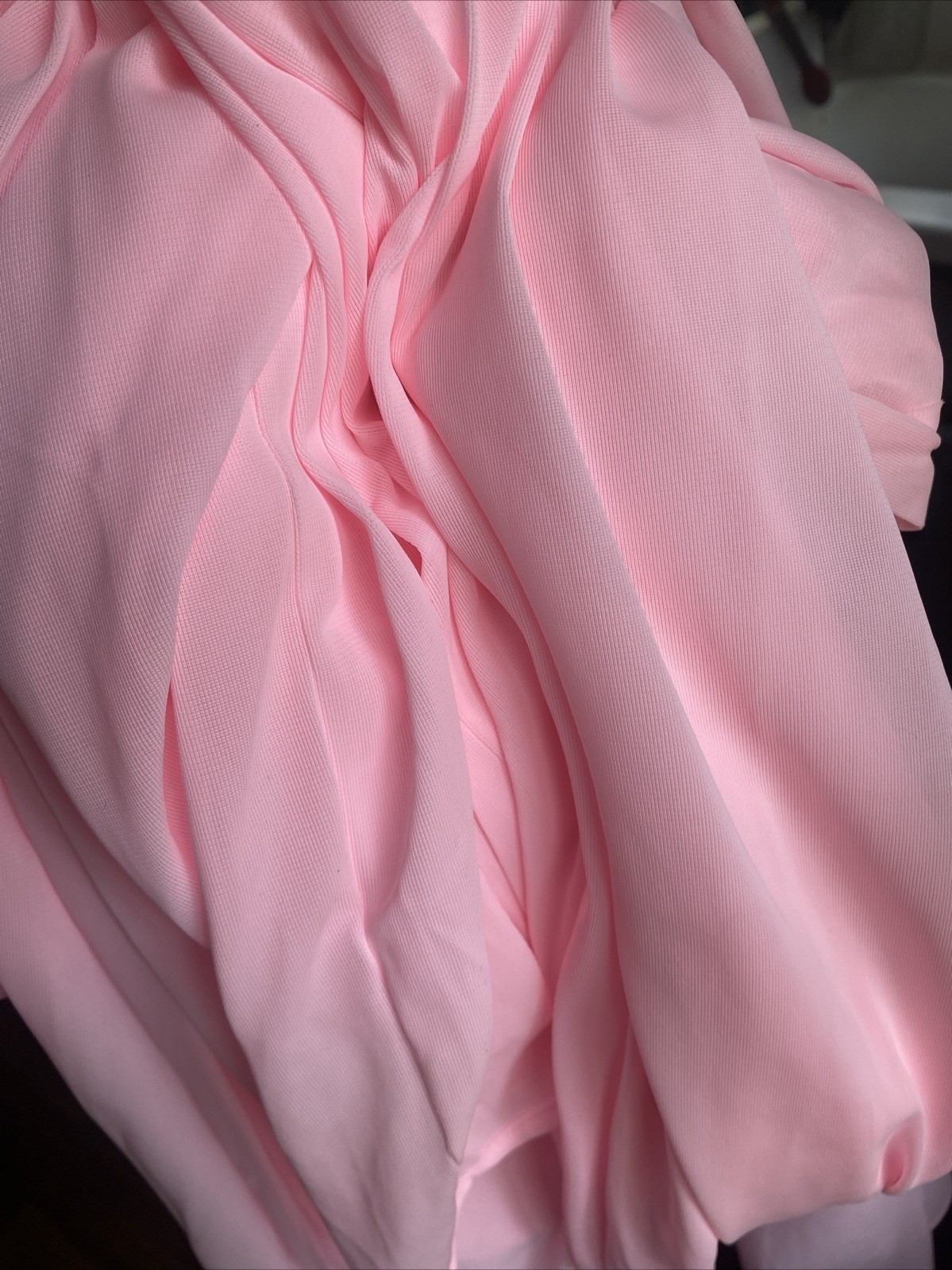 Vintage Pink Night Gown Robe Lace Embroidery Nylon Med