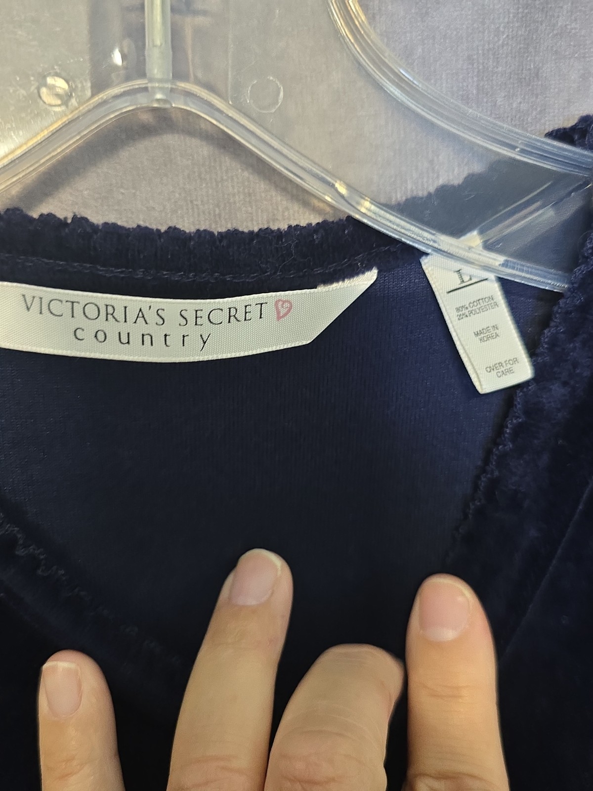 1990’s VICTORIA’S SECRET COUNTRY COLLECTION Velour V-Neck Nightgown Blue Large