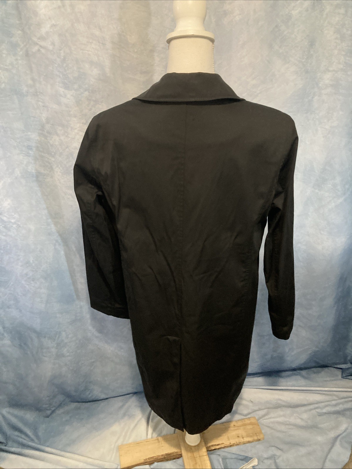 Vtg Y2K Jones New York Black Trench Coat Rain City Colorful Geometric Lining M