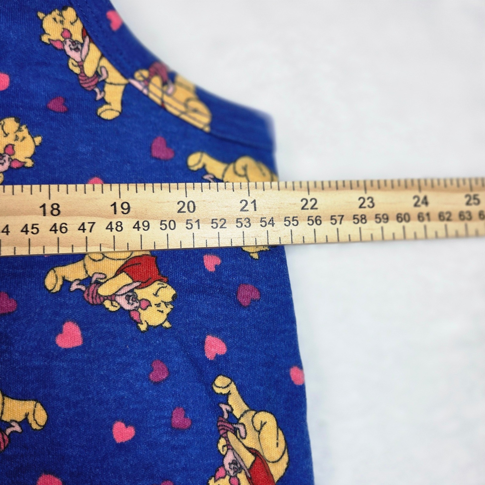 Vintage Croquet Club Plus Winnie the Pooh Piglet Hearts Blue Tank Top Plus