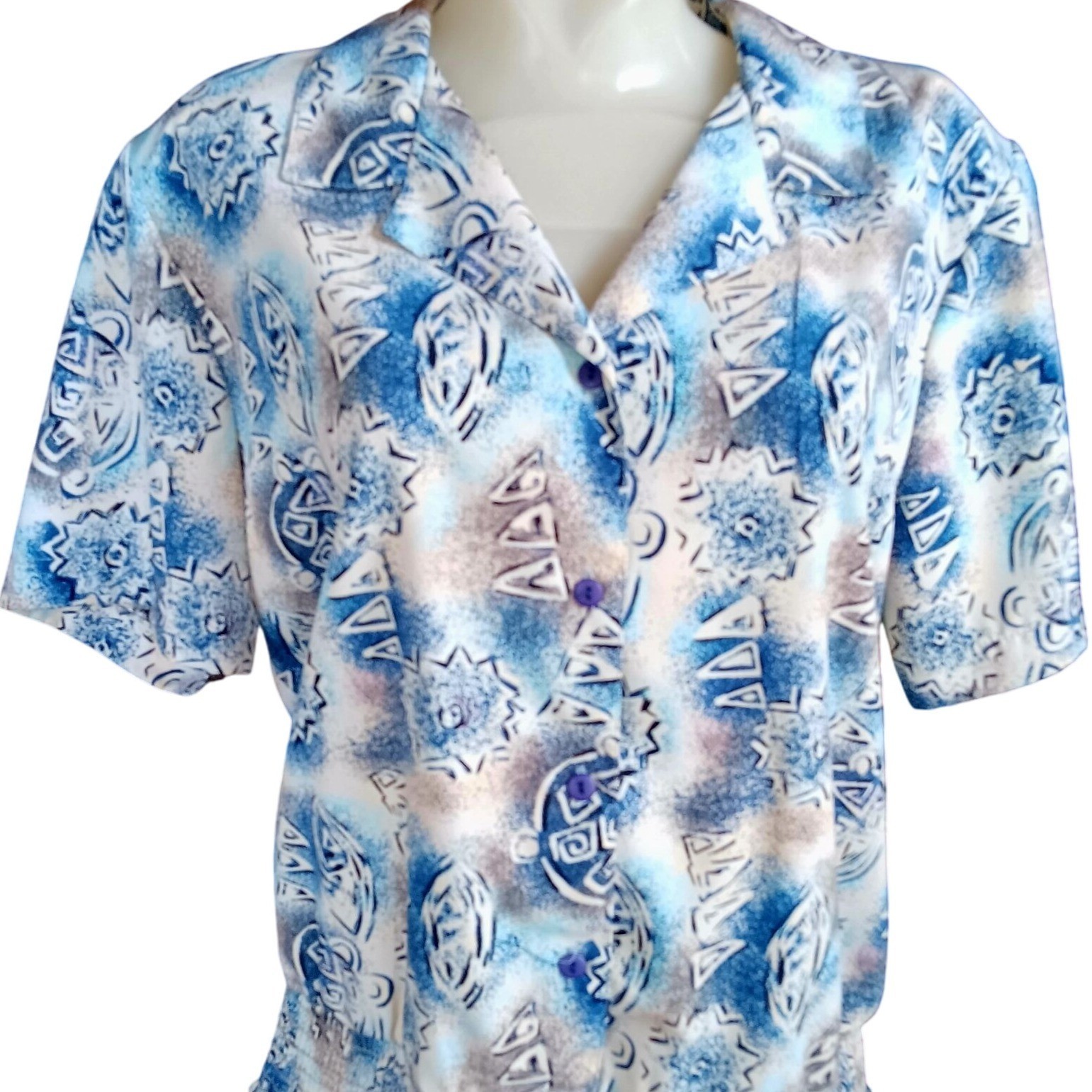 Abstract Padded Vintage Women’s Blouse Medium 12 Lauren Lee 1990’s Button-Up