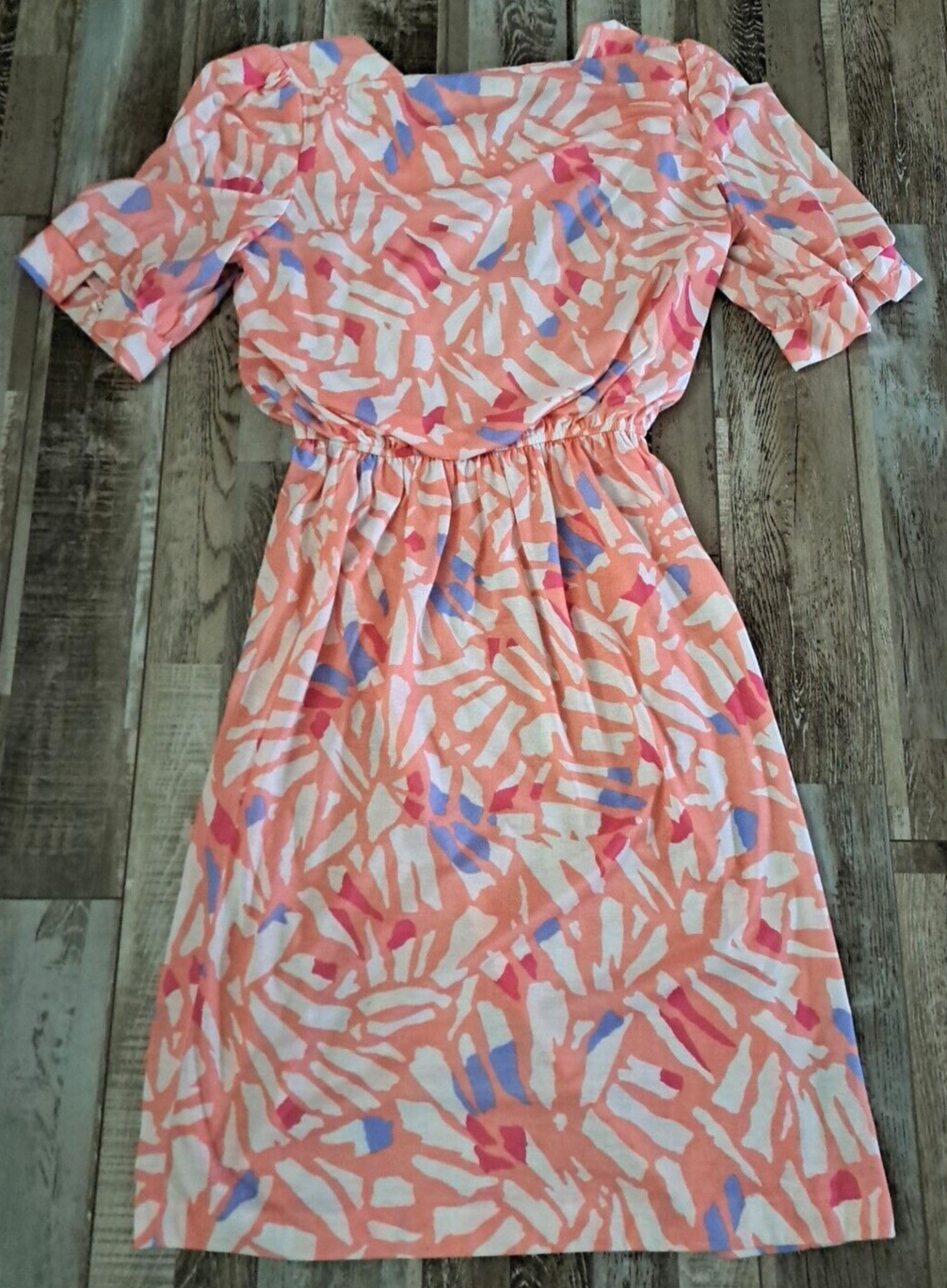 Vintage Dress Blouson JB Express Womens Abstract Pink Purple 1990s Size 18 XL