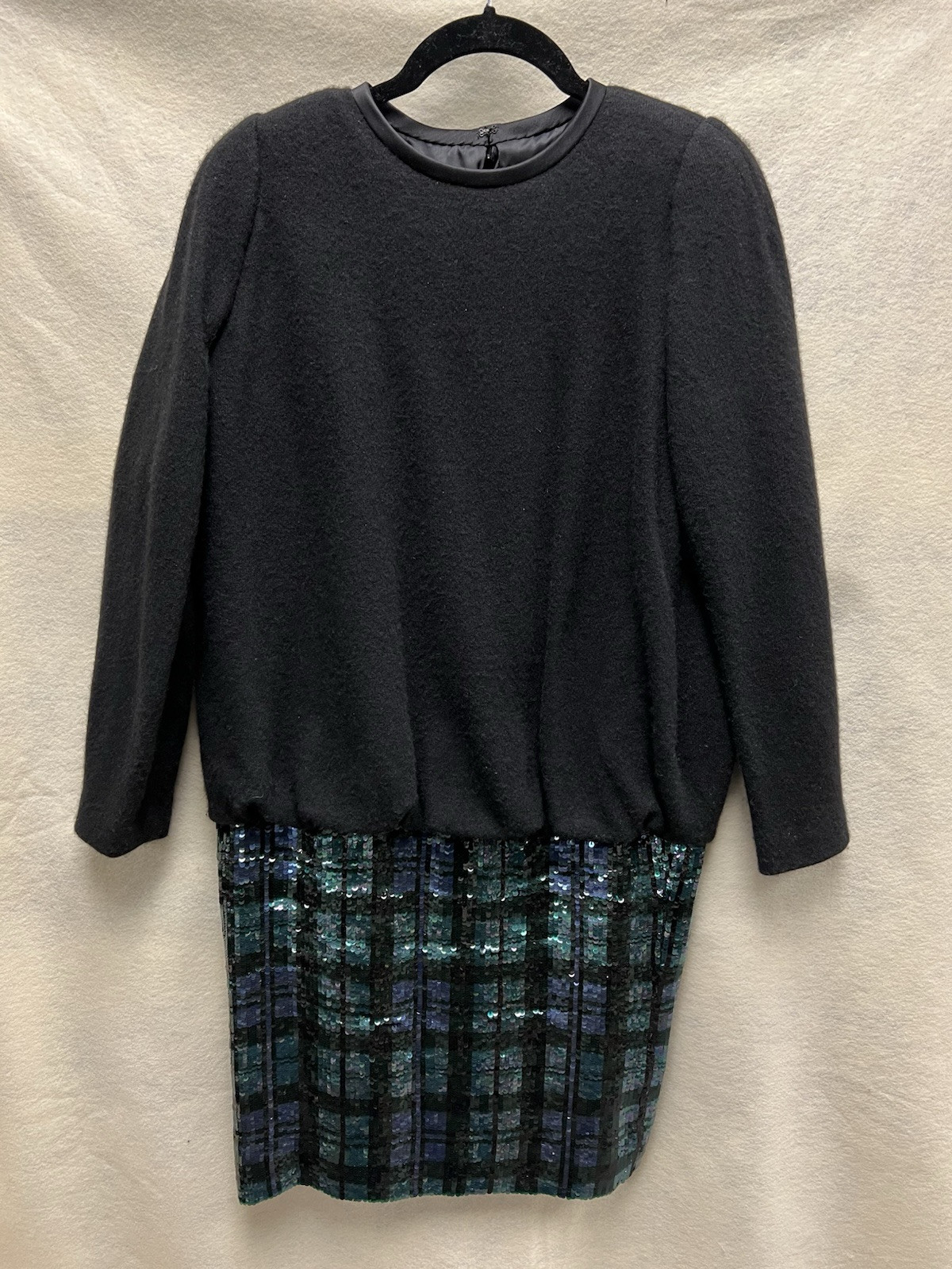 Stanley Platos Vintage Dress Womens S Black Sweater Top Plaid Sequin Skirt