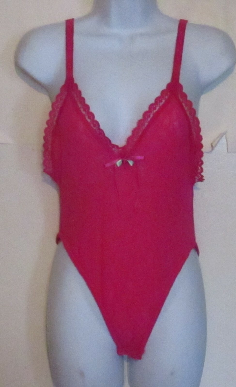 Vintage Feather Bed Intimate Fuchsia Lace Sexy Teddy Size M J239