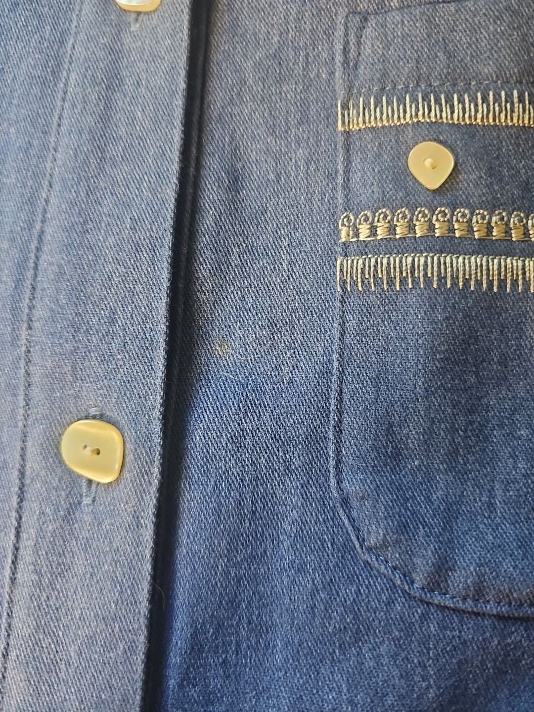 Vintage Bon Worth Women’s Denim Blouse Embroidered Country Americana Size S