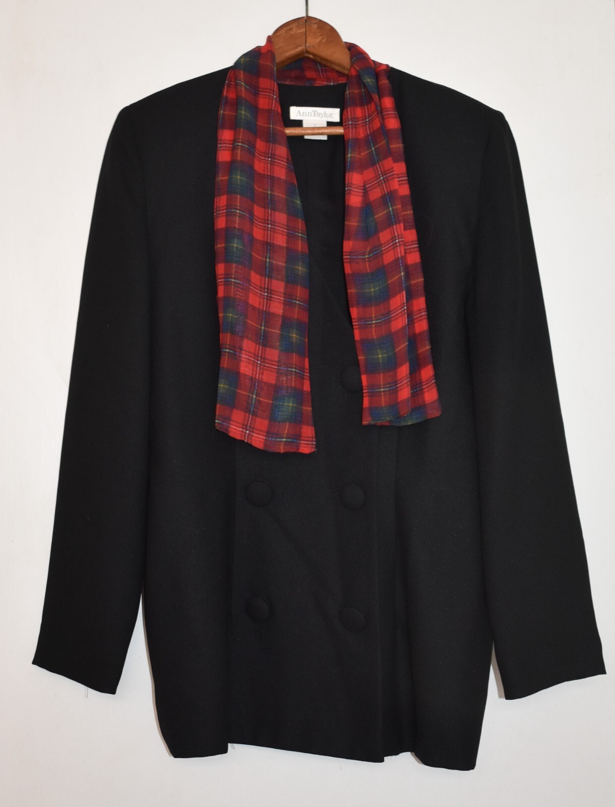 Vtg 1980s Ann Taylor Jacket Top with Scarf Tie Size 6 Shoulder Pads Office