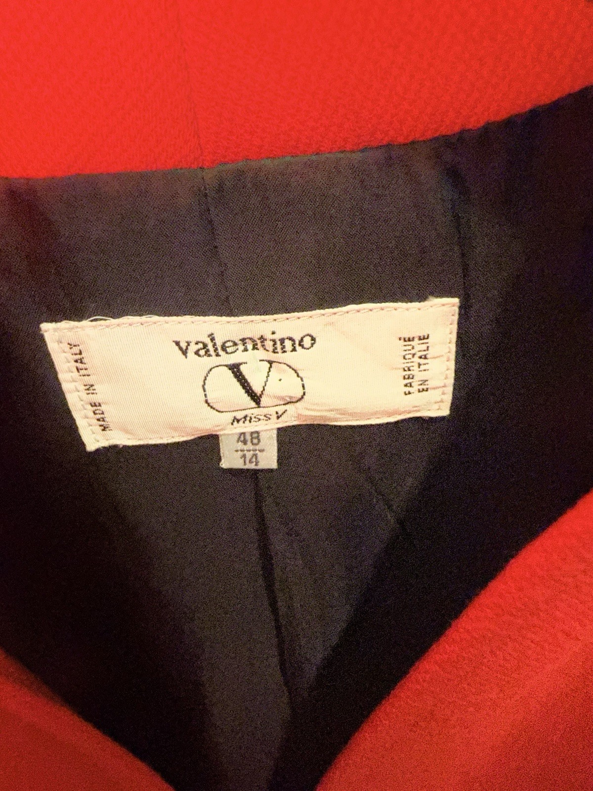 🔥Vintage Valentino Miss V Red Wool Skirt Suit Set Cropped Jacket Italy IT 48