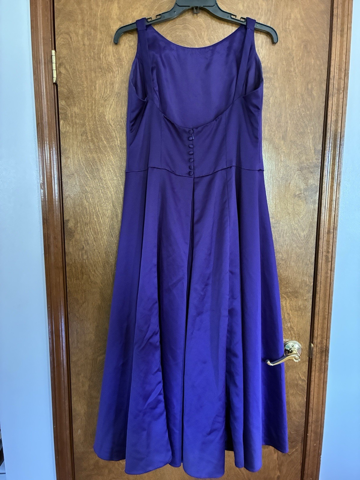 Vintage Watters and Watters Purple Satin Sleeveless A-Line Dress Long Size 16