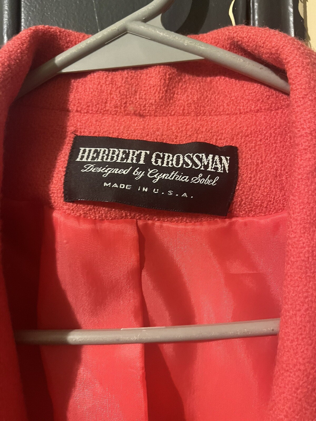 HERBERT GROSSMAN Dergned by Cynthia Sobel Pink Blazer Wool Size Med