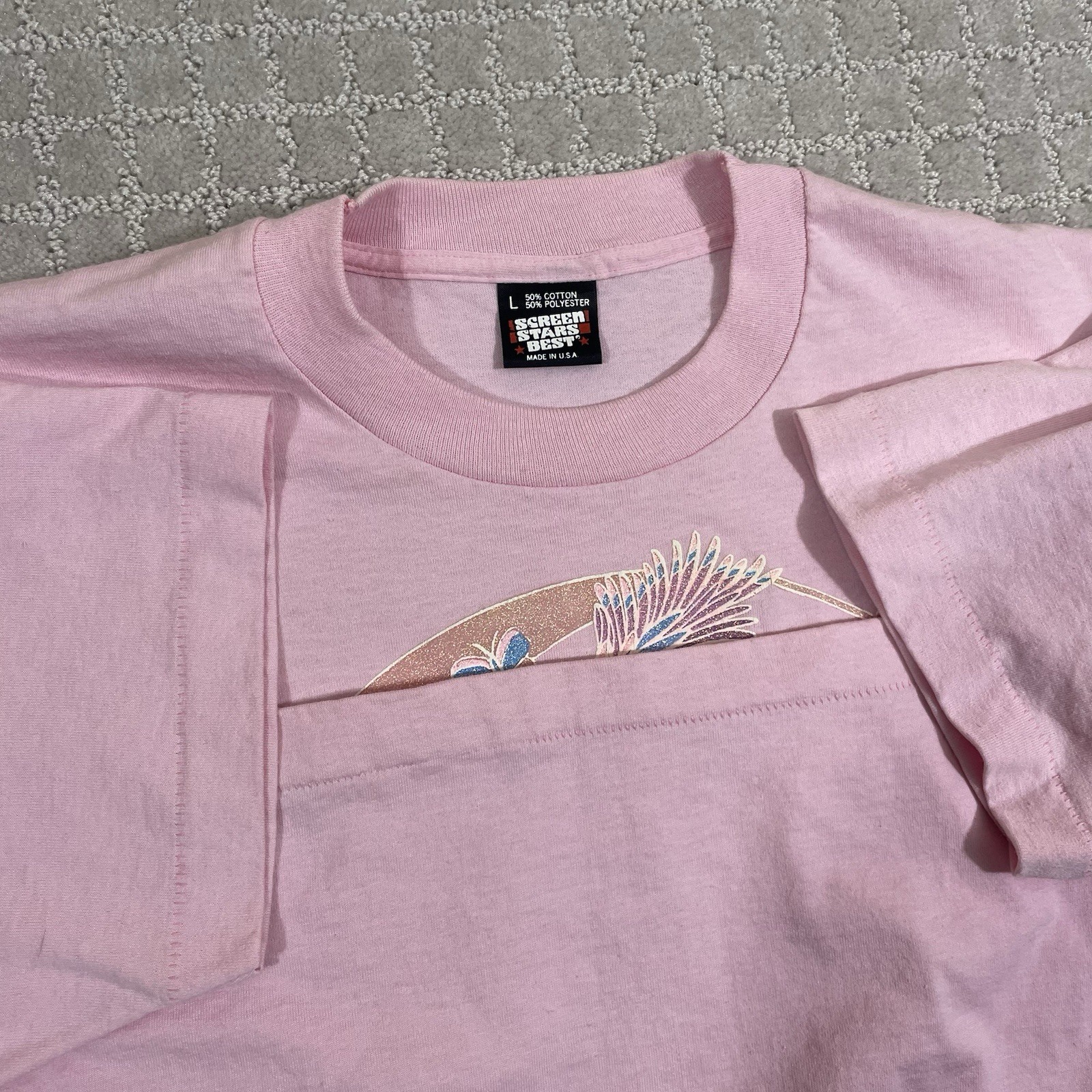 Vintage 90s Pink Pegasus Size Large Nashville Fairy Unicorn Mythology Tshirt