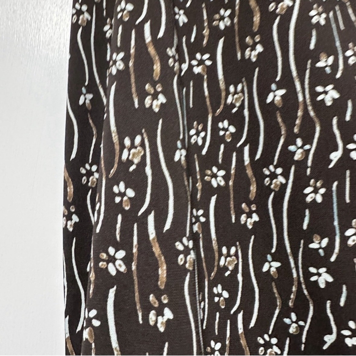 Vintage 90s Axcess Chocolate Brown Floral Midi Skirt Women’s Size Medium Boho