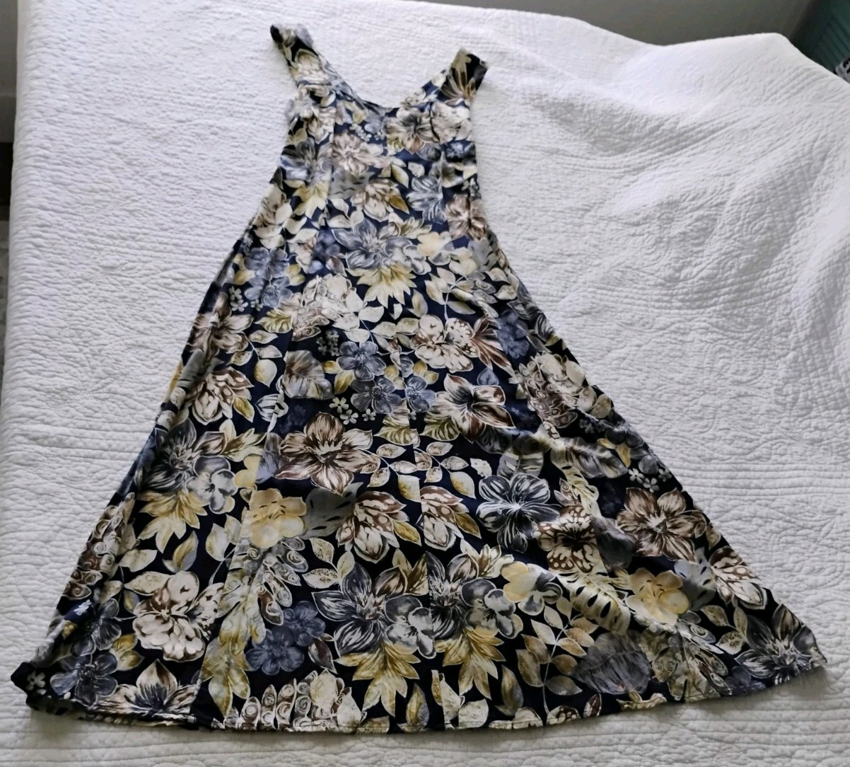 Vintage 90’s All That Jazz Floral Maxi Dress Rayon Criss Cross Back Size 11/12