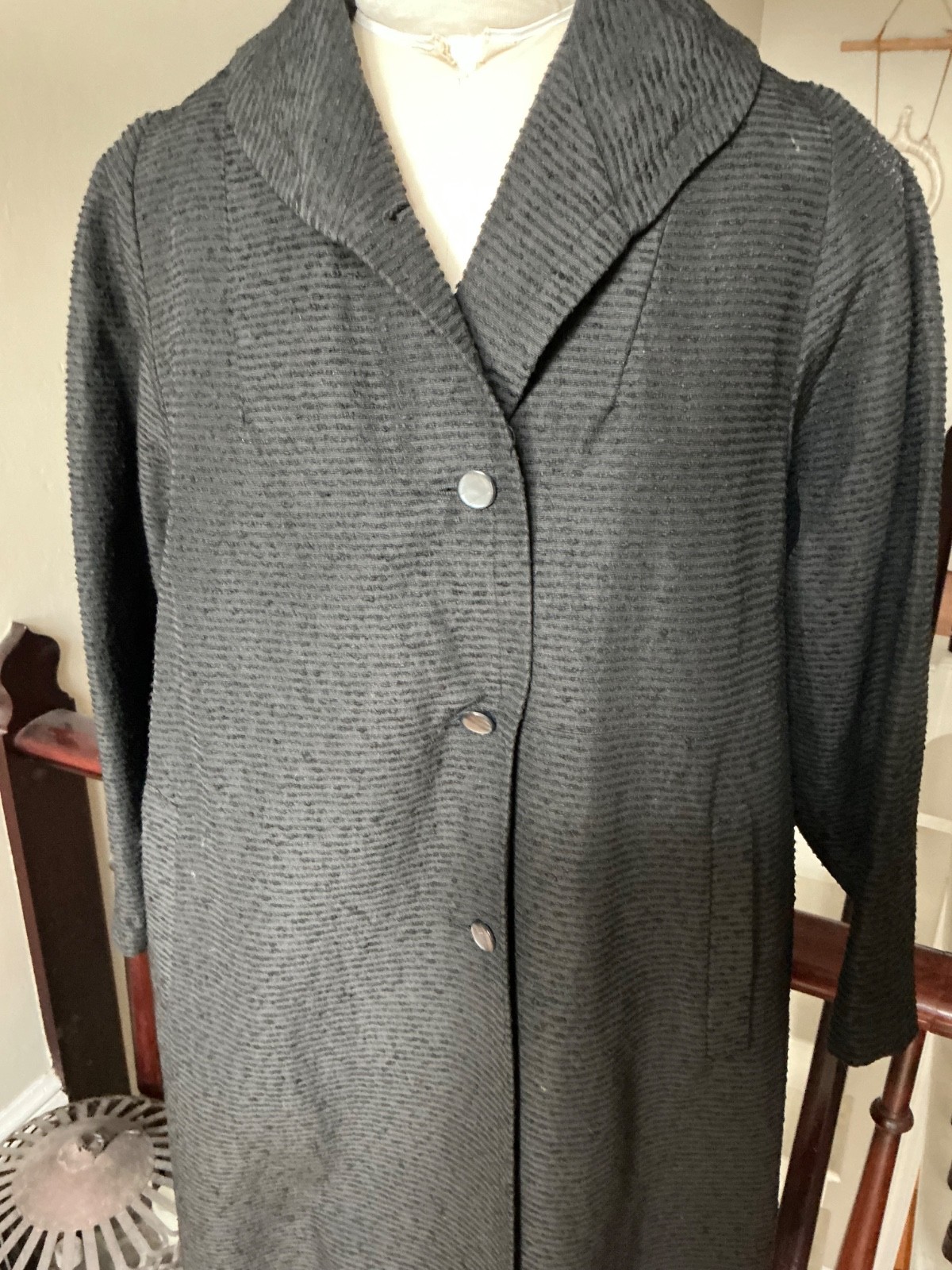 Vintage 60’s Kay McDowell Original Black Faille Coat Shawl Collar Slash Pockets