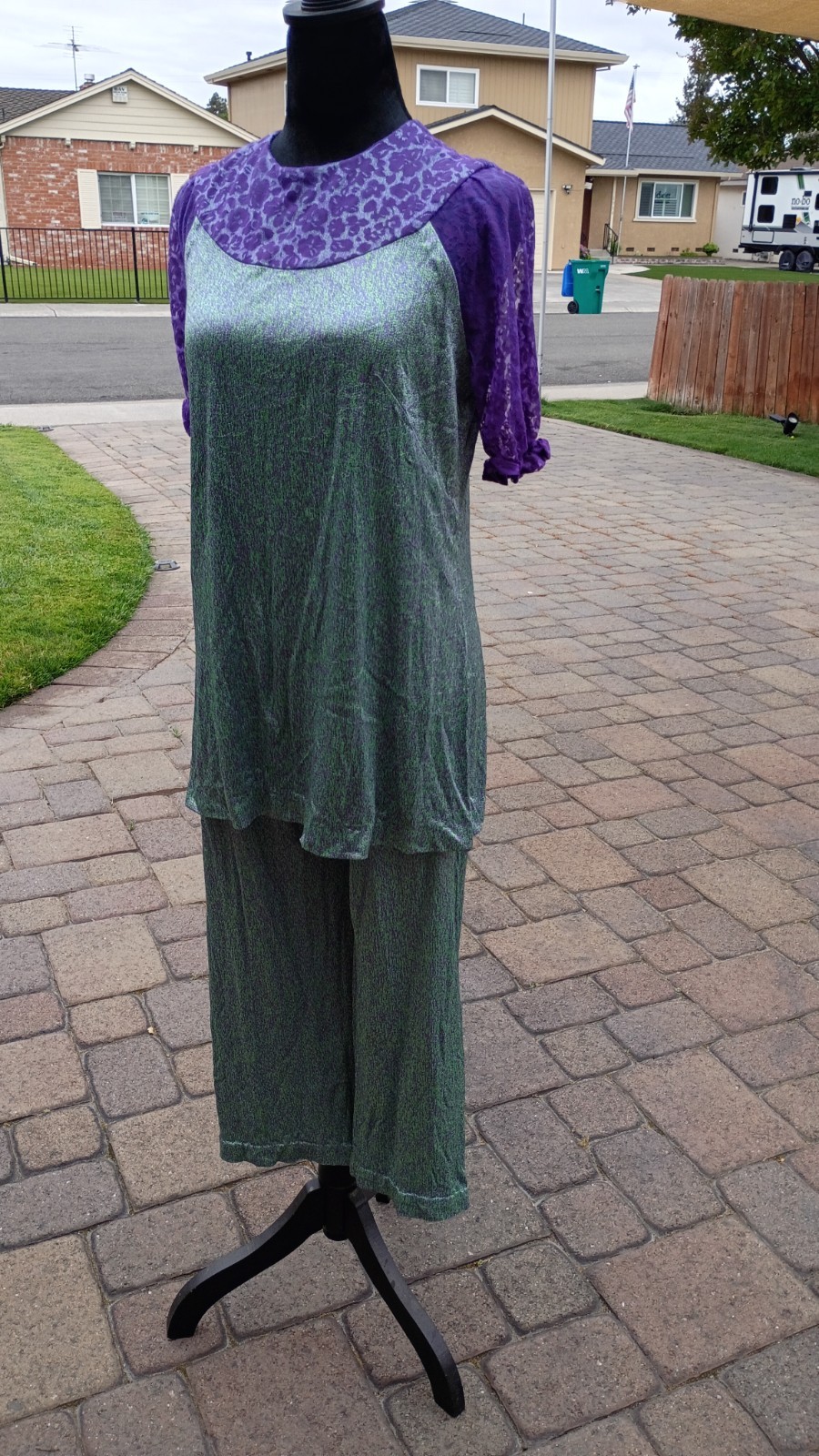 Vintage 1970s Loungewear Purple And Green
