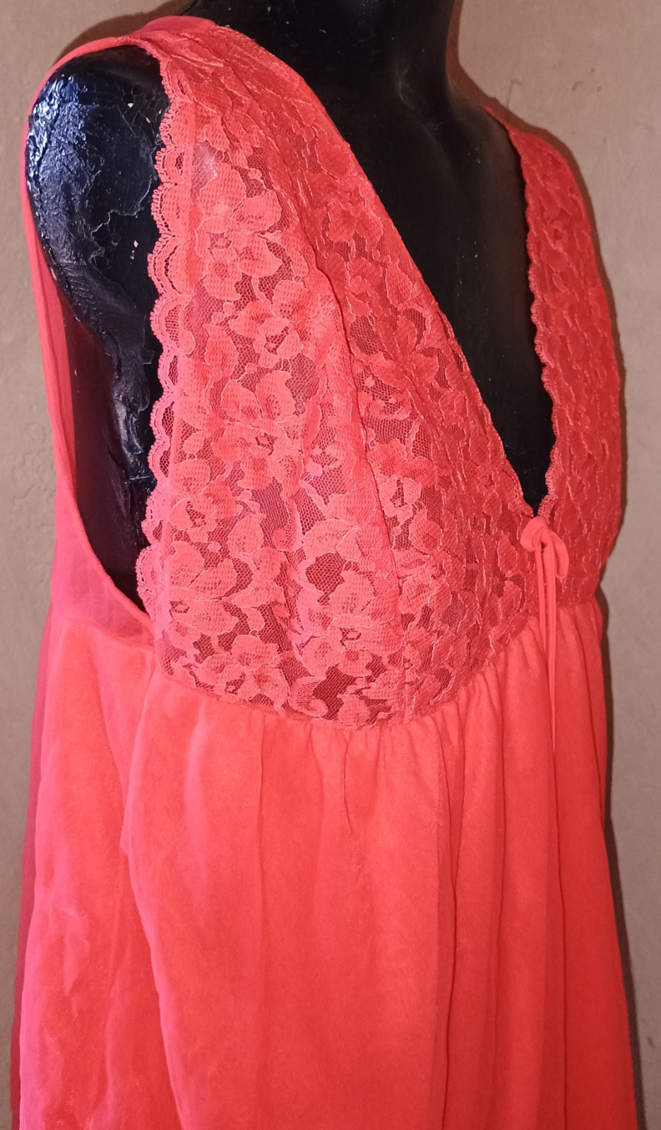 Vintage 60s Gaymode JC Penney Red Babydoll Sheer DBL Layer Nylon Chiffon Sz M