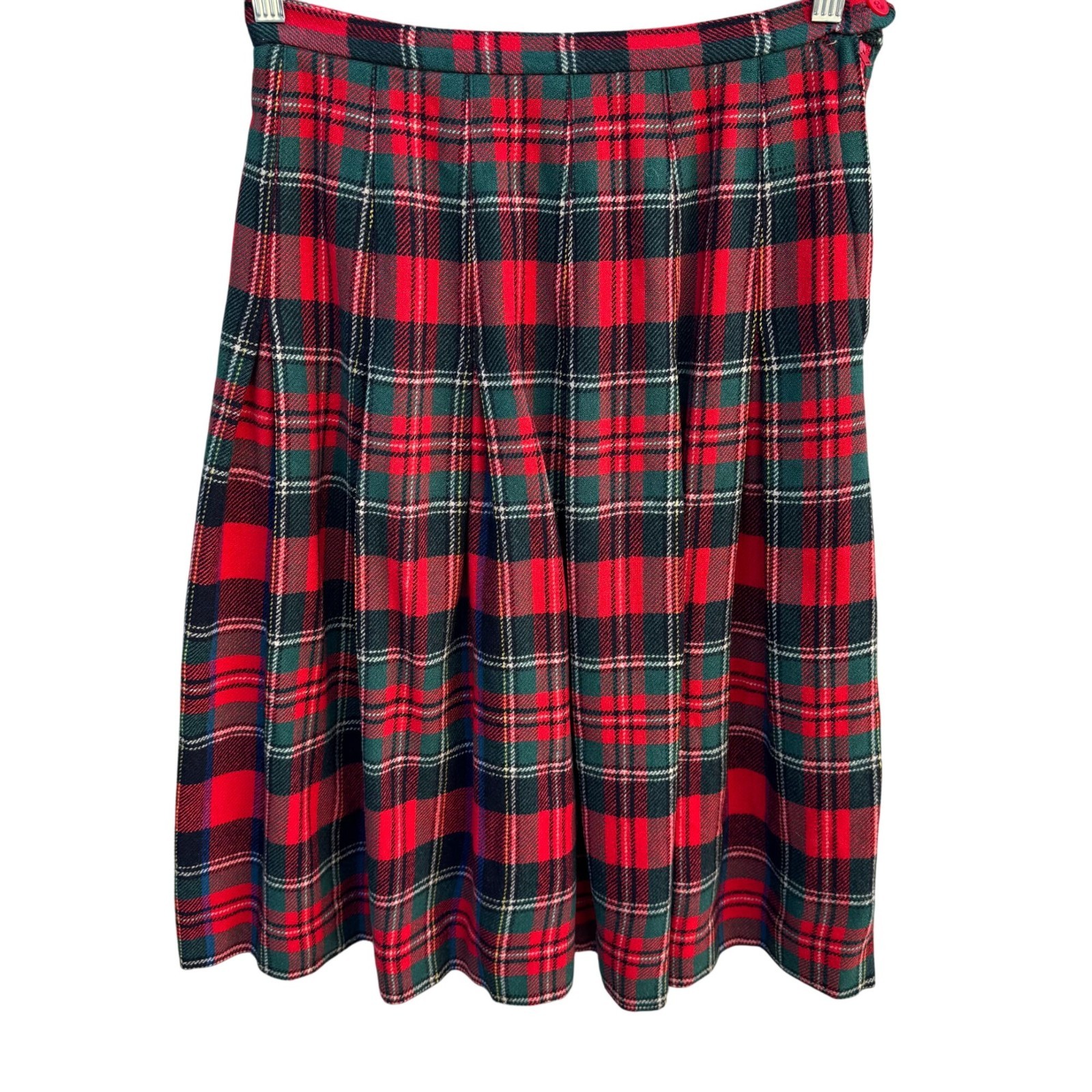 Tami Vintage 80s Red Plaid Pleated Midi Skirt S Schoolgirl Retro Academia Tartan