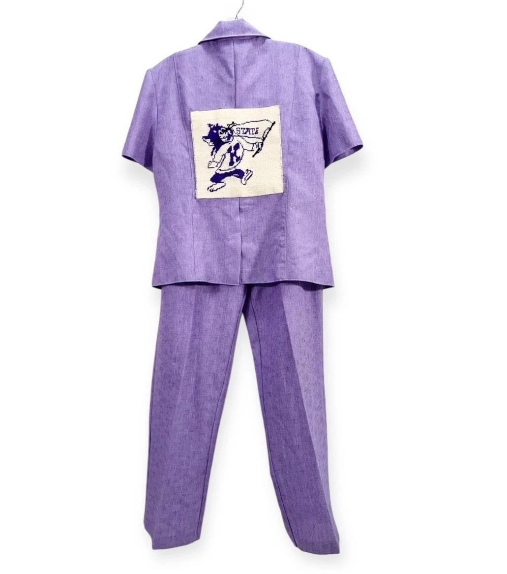VINTAGE K-STATE TAPESTRY PATCH SUIT BLOUSE SLACKS WILDCATS SPORTS UNIFORM 14