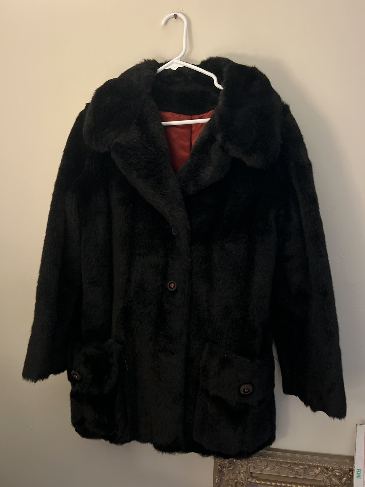 Vintage 60s Custom-Made Black Mink Faux Fur Coat SIZE Small Cocktail Classy