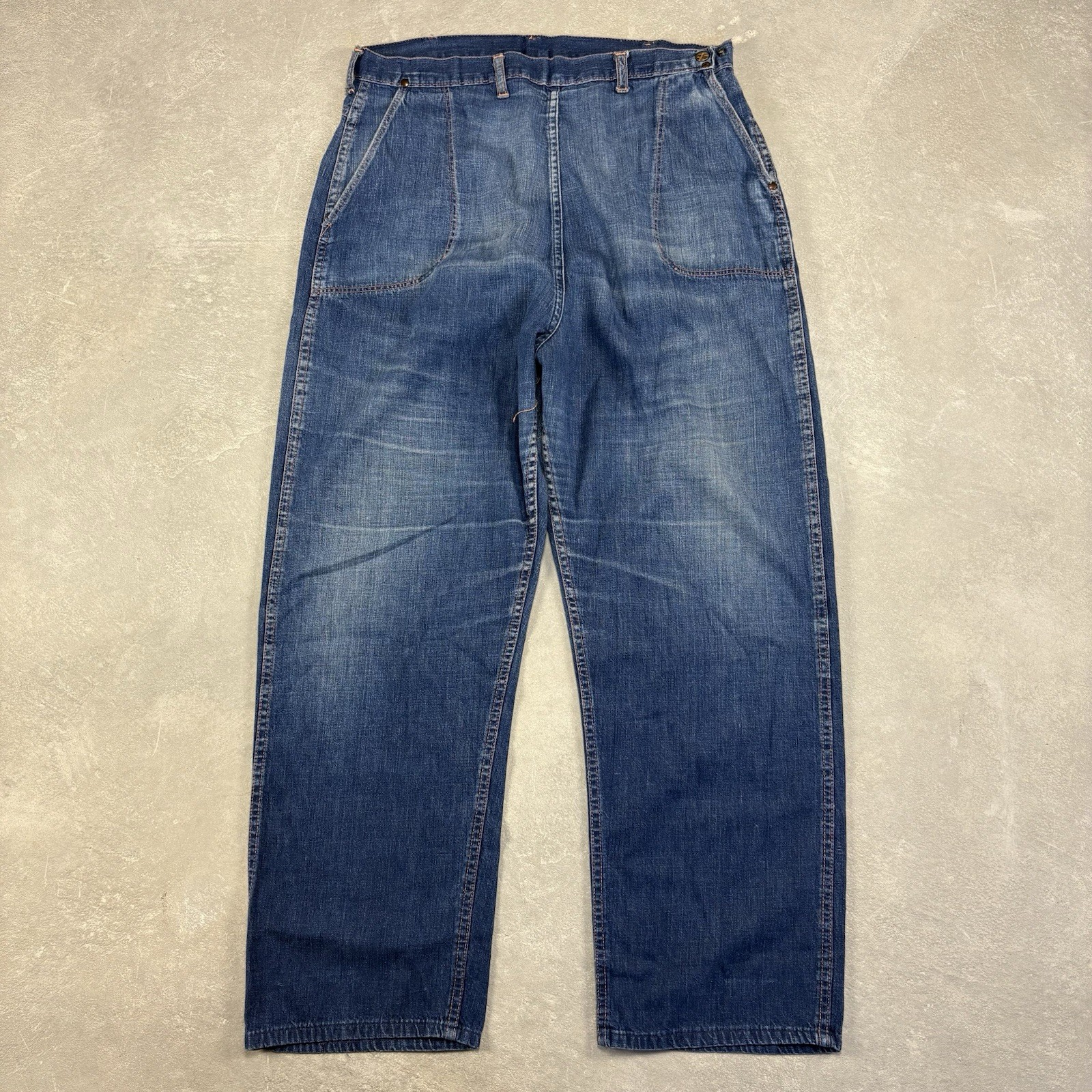 1950s Blue Bell Women’s Sanforized Vintage Side Zip Jeans Size 36 Farm Gripper