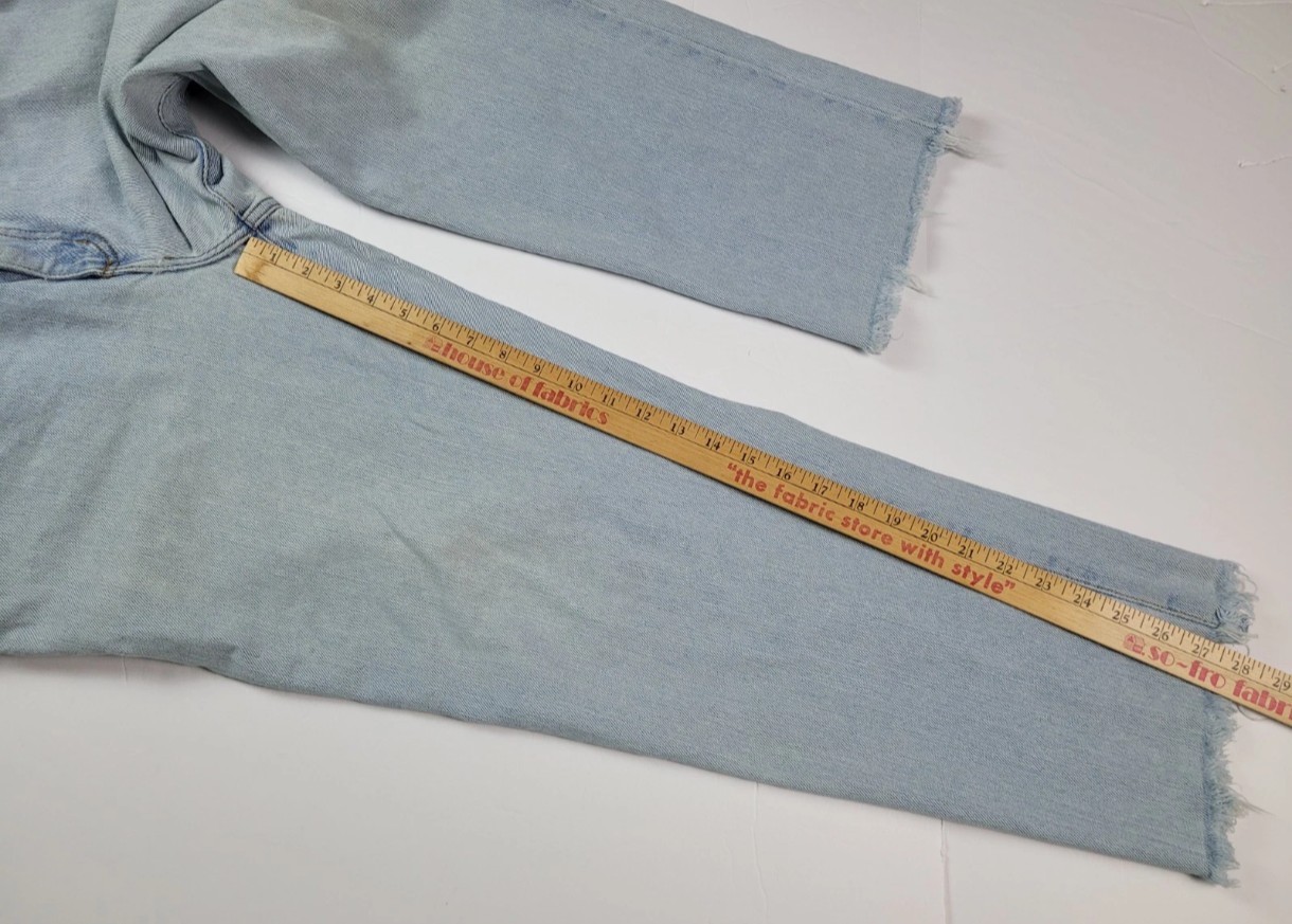 Vintage Guess 10001-30 USA Made Denim Jeans Tag 35″×27″ Light Wash Frayed Custom