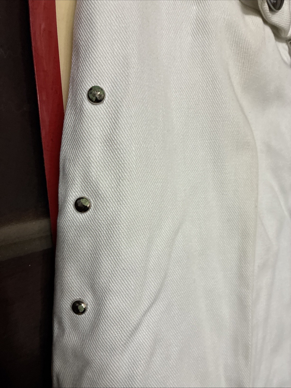 Vintage 1950s Junior’s by Vassar White Bell Bottom Pants w/Silver Buttons size 8