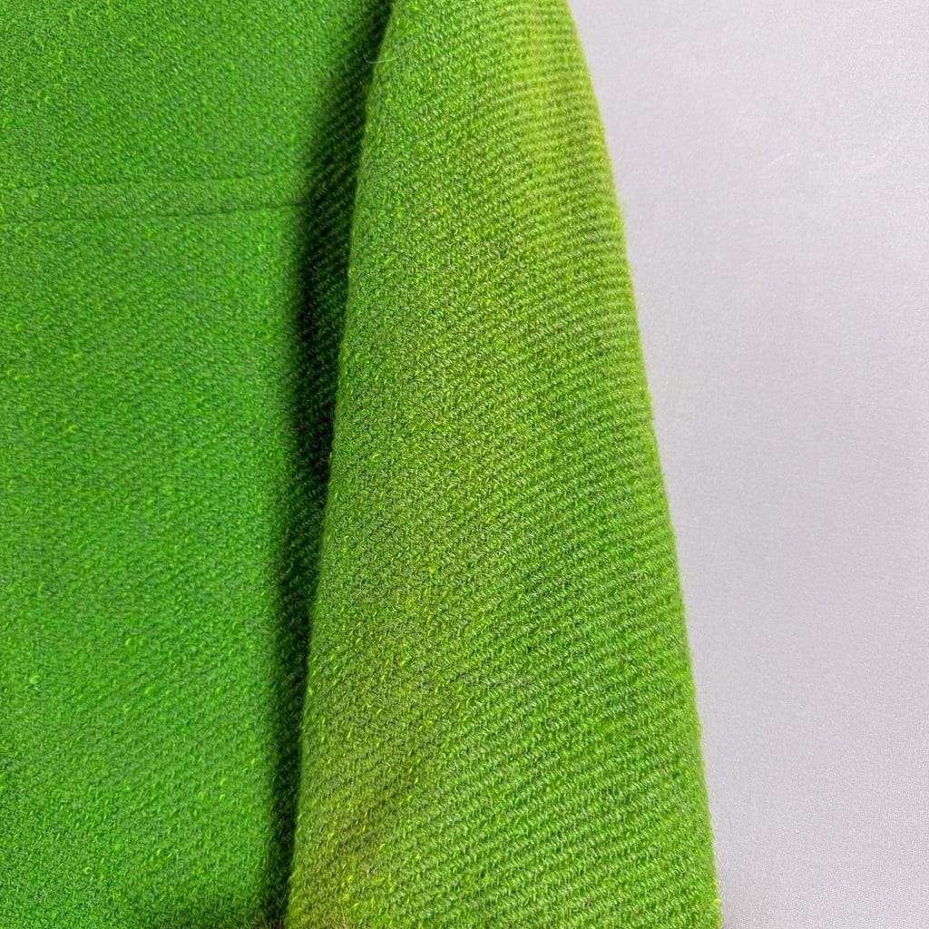 Vintage Green Wool Fur Collar Coat With Yellow Buttons